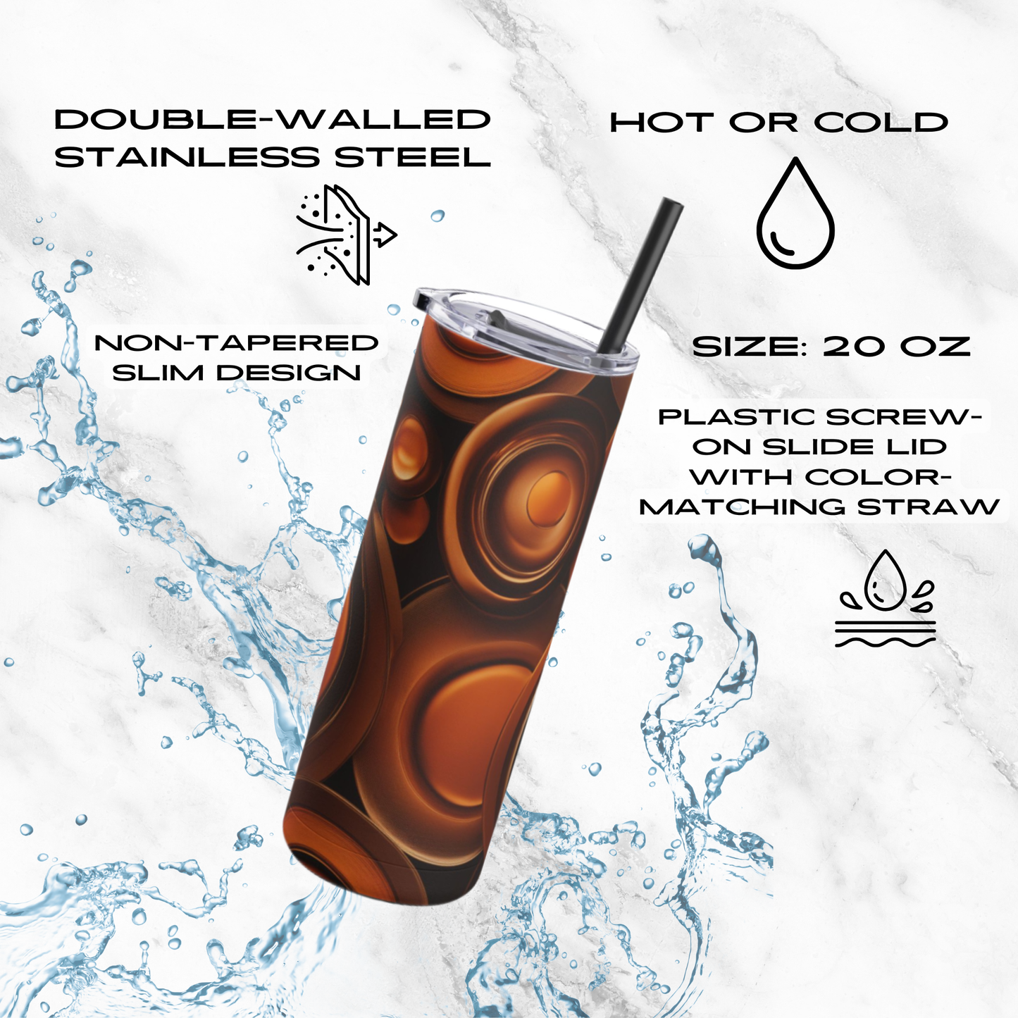 Amber Echo 20oz Skinny Tumbler - With Straw