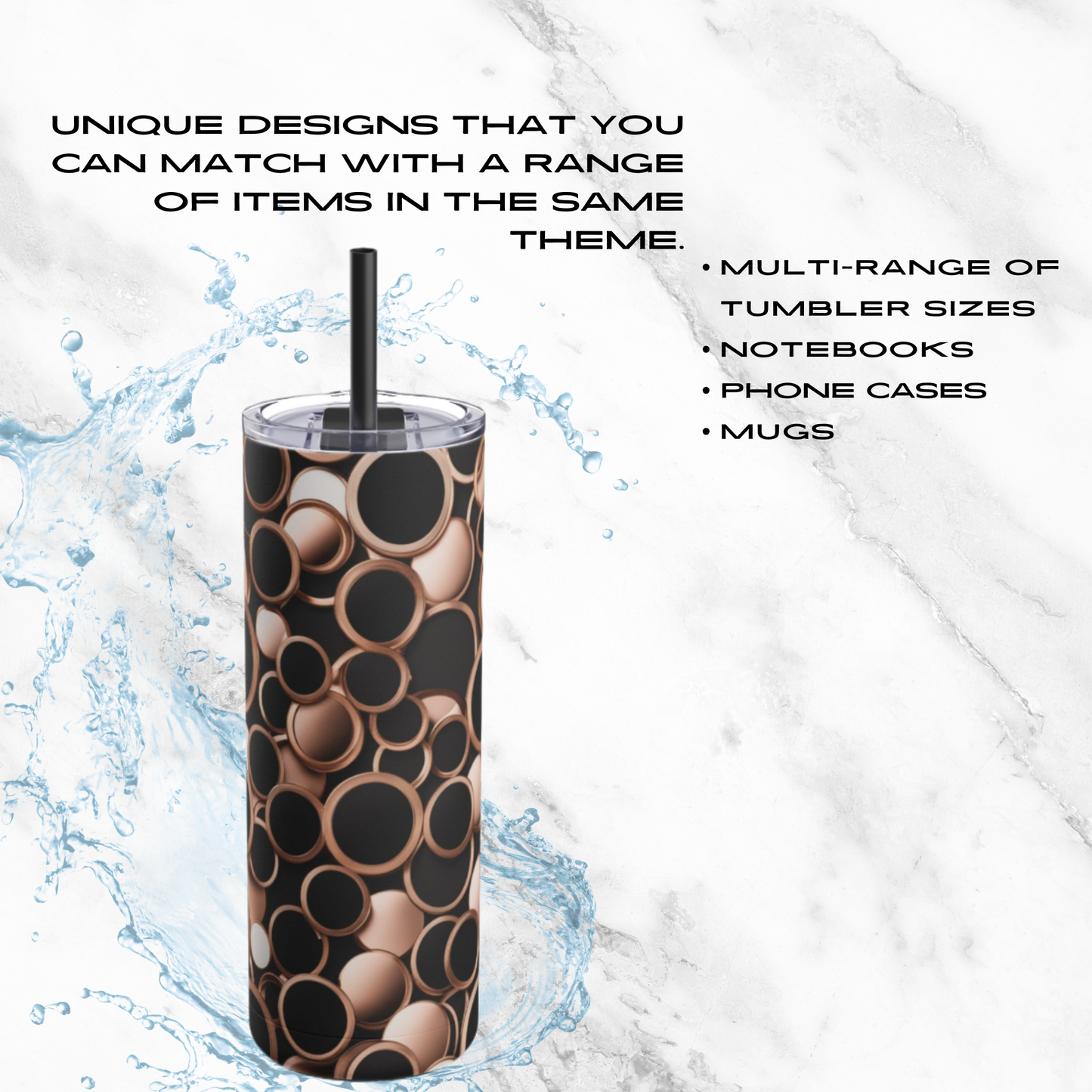 Copper Chic 20oz Skinny Tumbler - With Straw