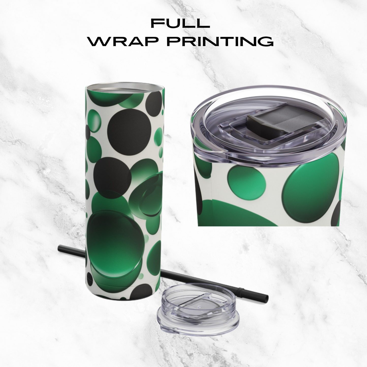 Emerald Bubbles 20oz Skinny Tumbler - With Straw