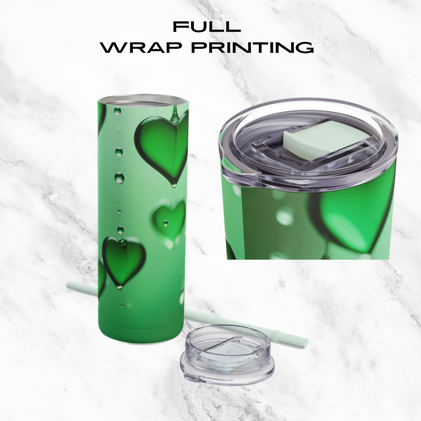 Emerald Heart Drops 20oz Skinny Tumbler - With Straw