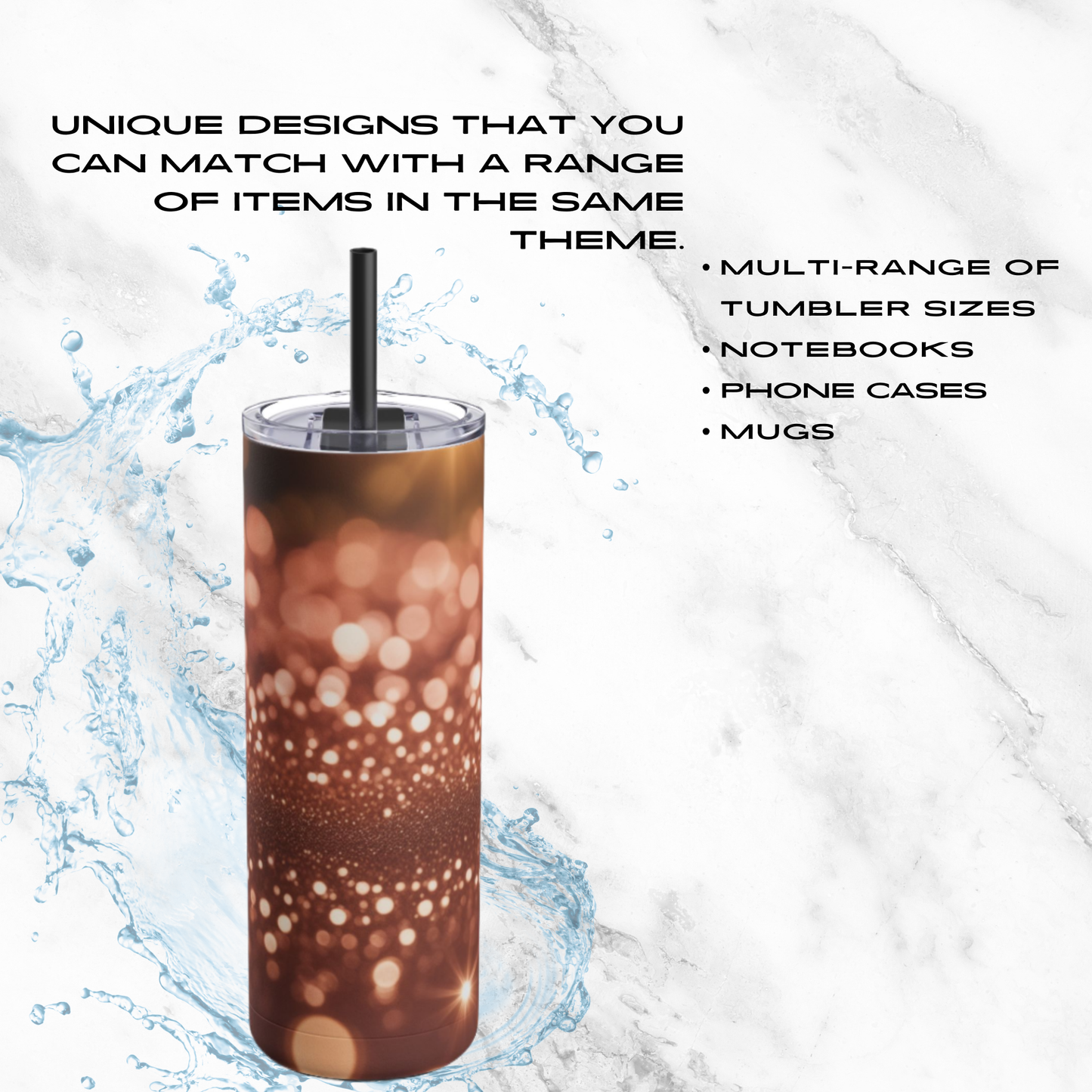 Glowing Stardust 20oz Skinny Tumbler - With Straw