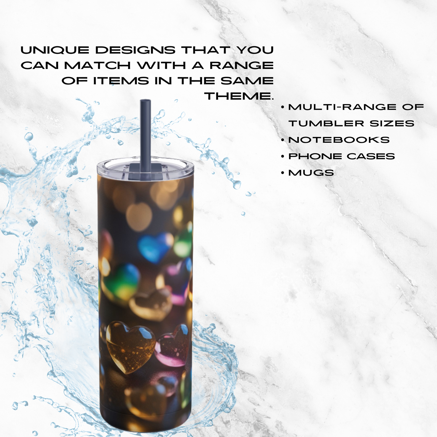 Golden Love Glow 20oz Skinny Tumbler - With Straw
