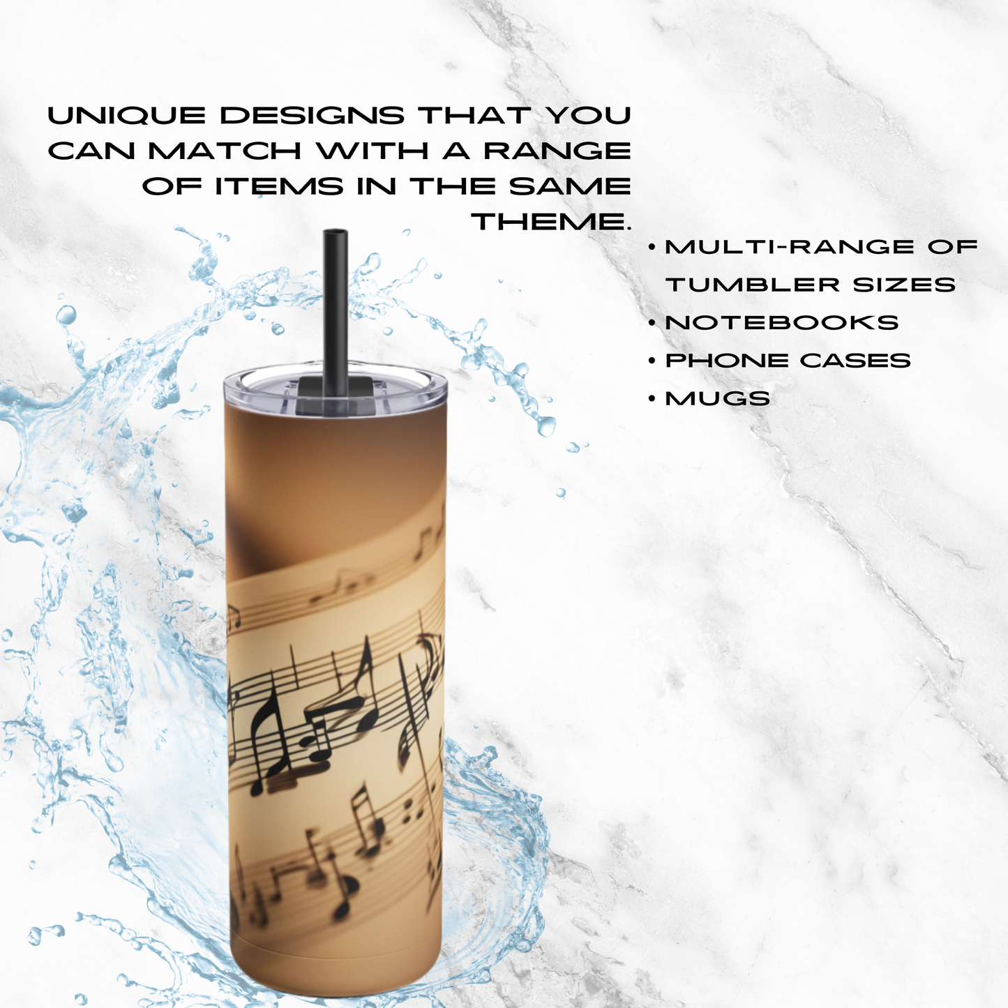 Harmonic Script 20oz Skinny Tumbler - With Straw