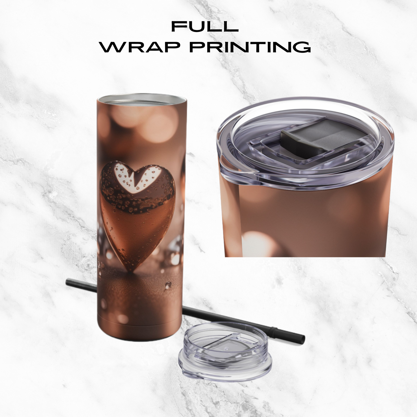 Heart of Bronze 20oz Skinny Tumbler - With Straw