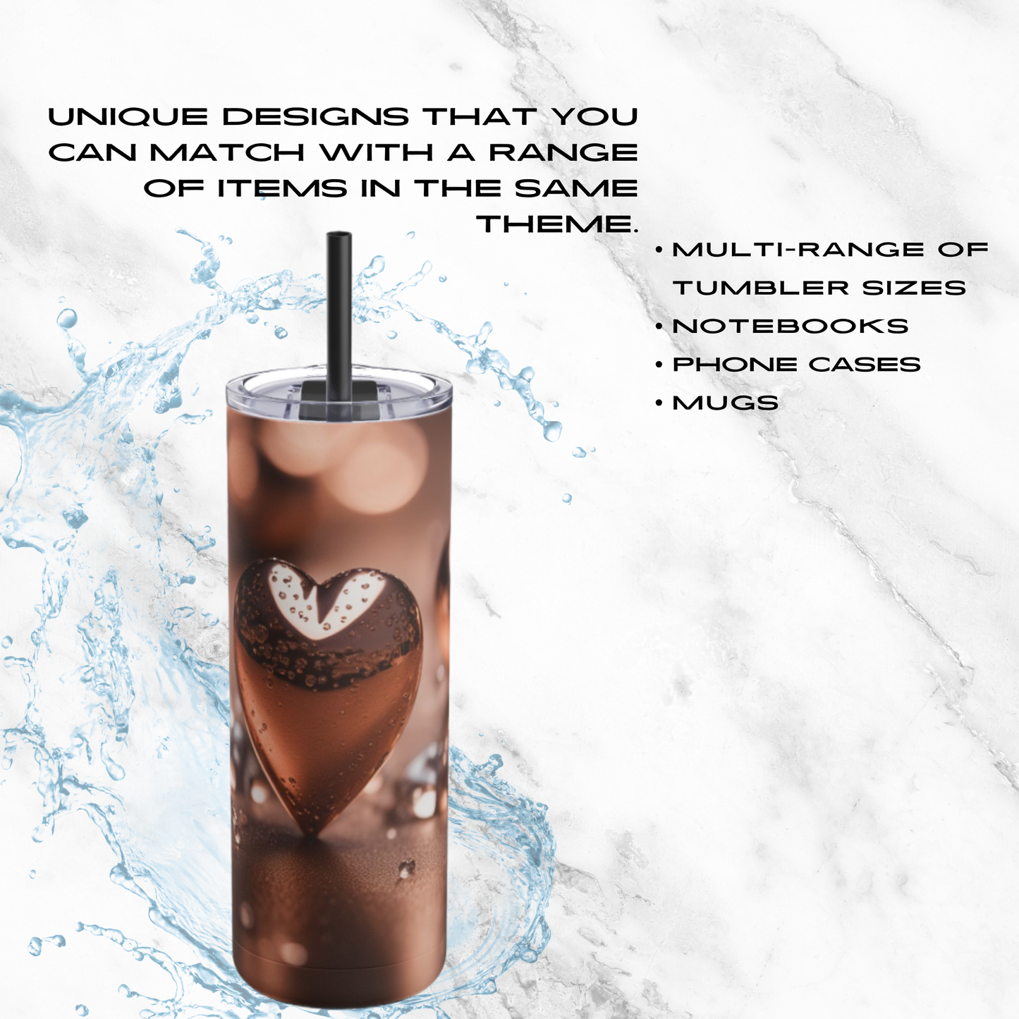 Heart of Bronze 20oz Skinny Tumbler - With Straw