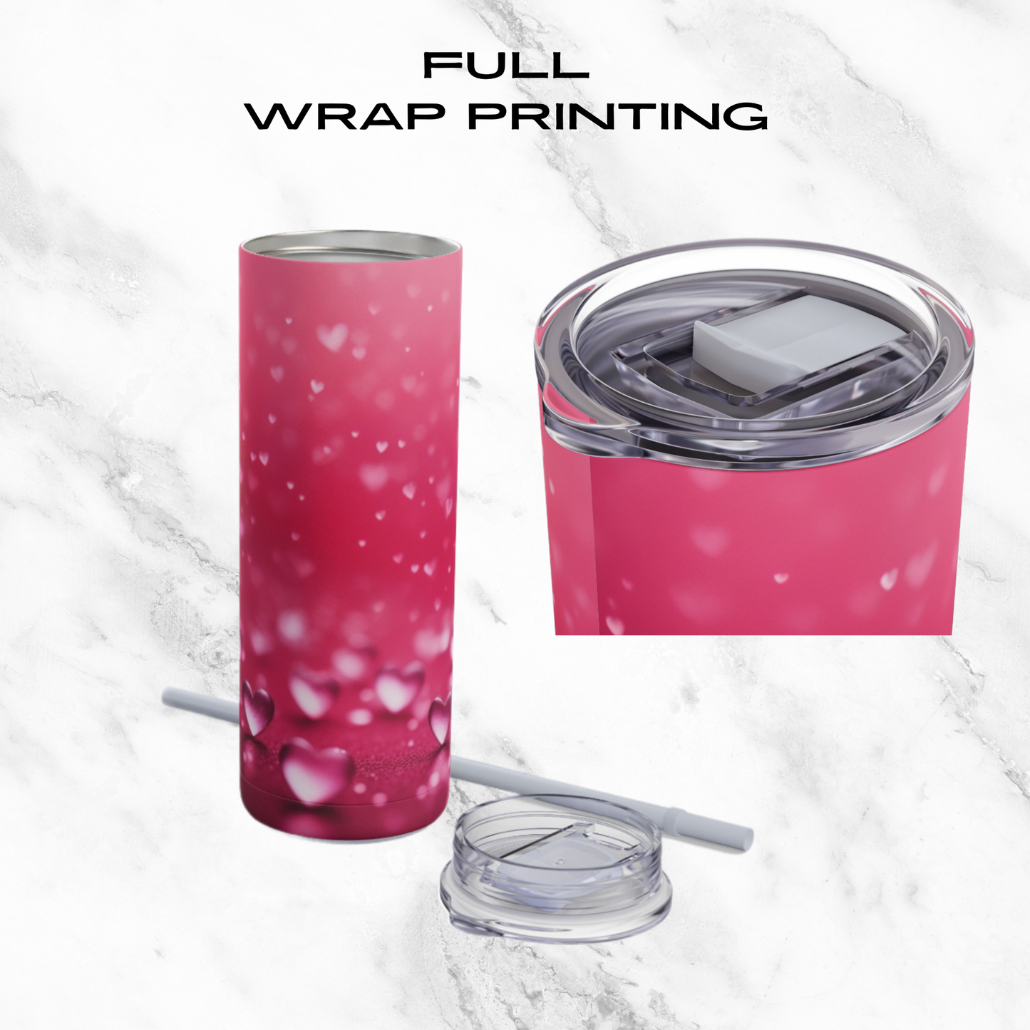 Pink Heart Dream 20oz Skinny Tumbler - With Straw