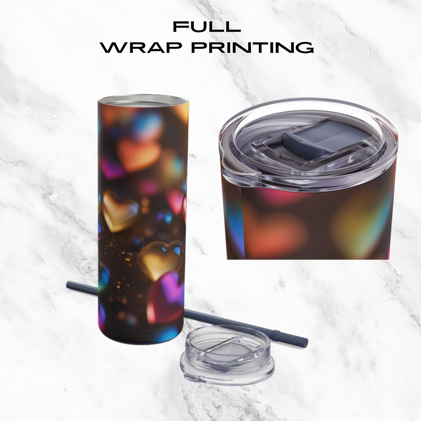 Rainbow Heartbeat 20oz Skinny Tumbler - With Straw