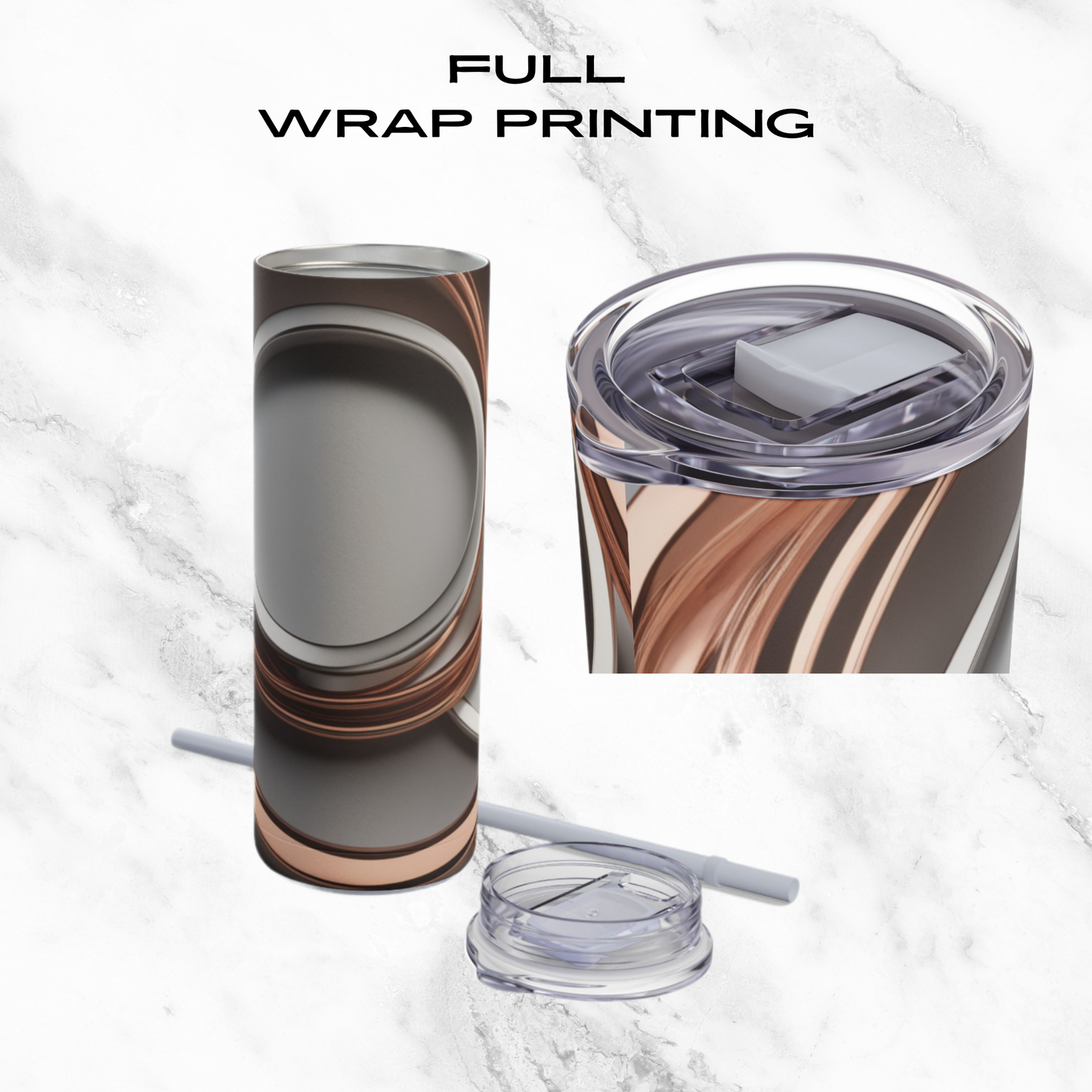 Rose Gold Waves 20oz Skinny Tumbler - With Straw