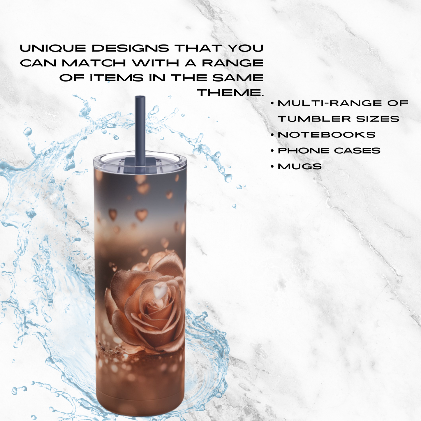 Rose Radiance 20oz Skinny Tumbler - With Straw
