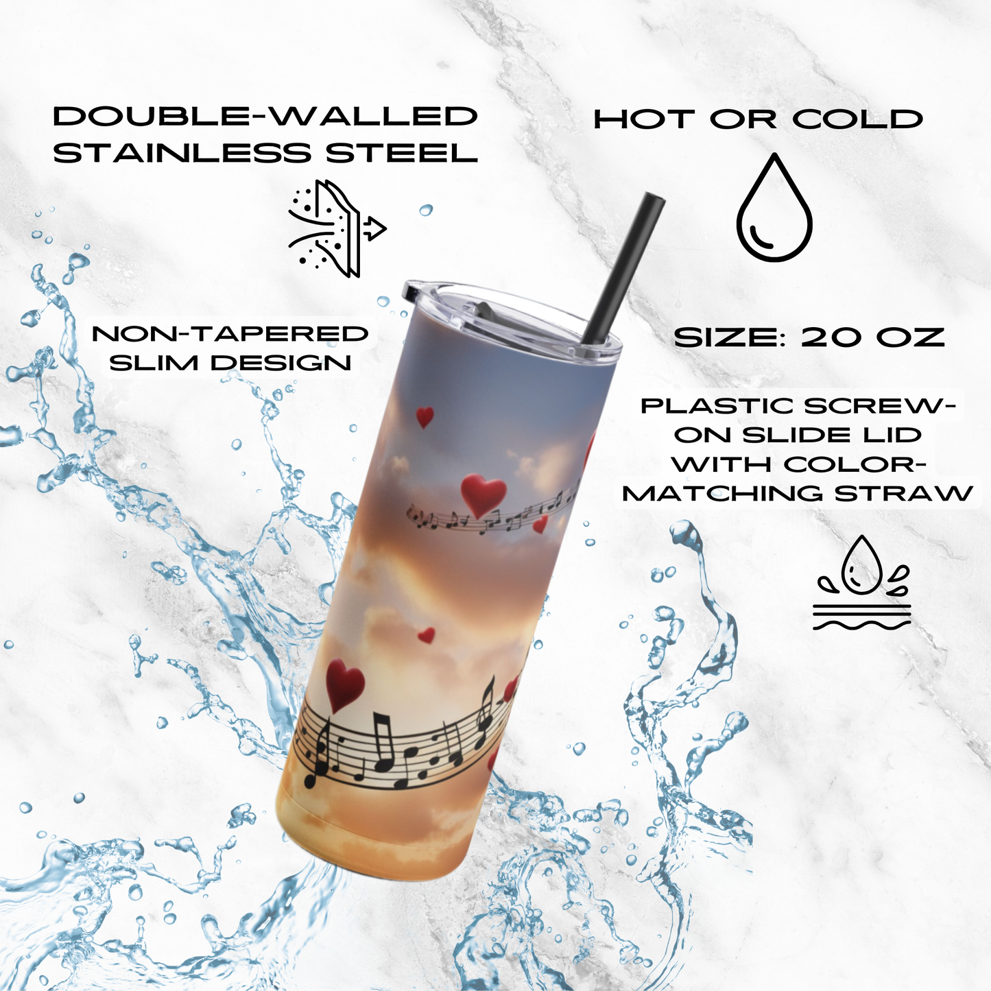 Symphony in the Sky 20oz Skinny Tumbler - With Straw