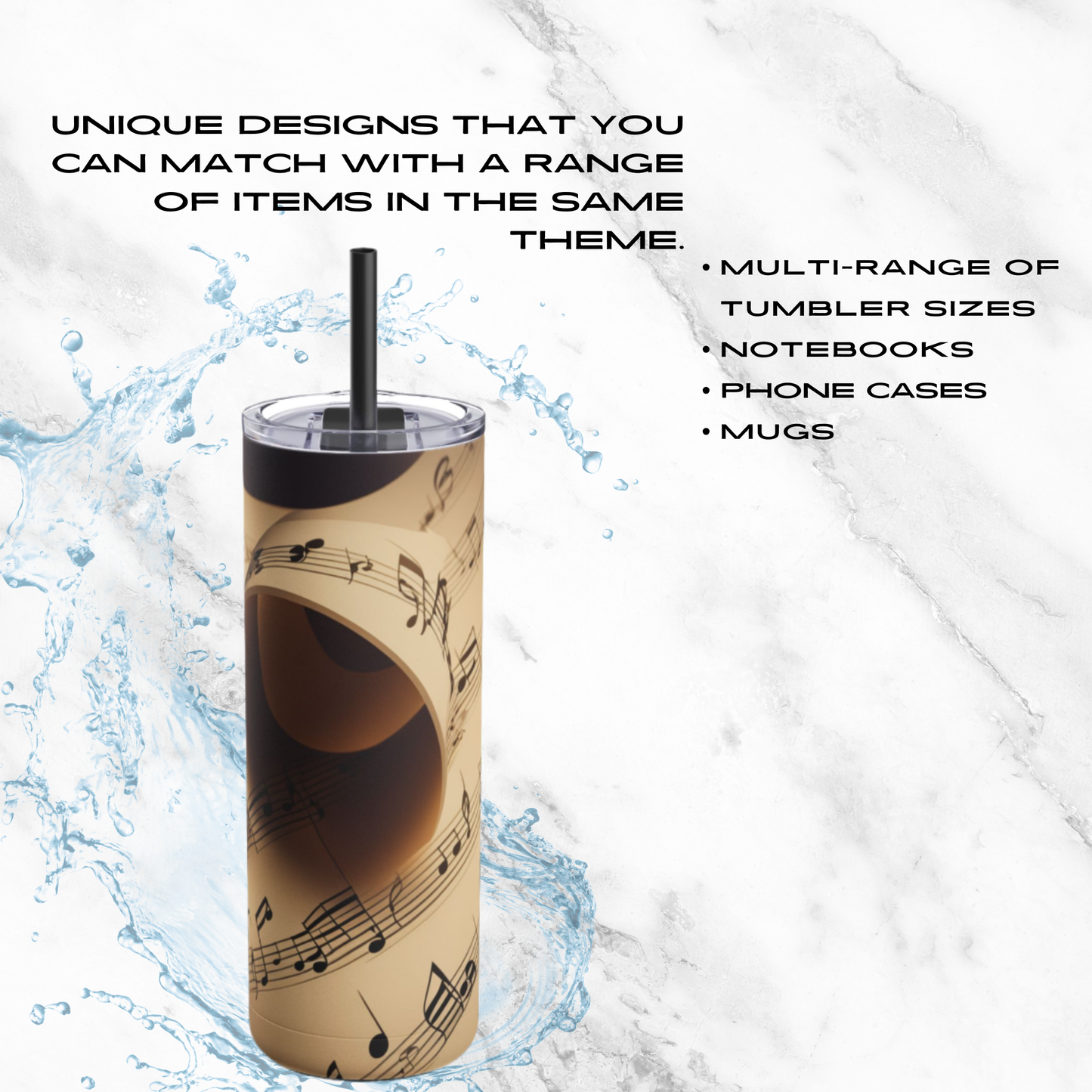 Golden Harmony 20oz Skinny Tumbler - With Straw