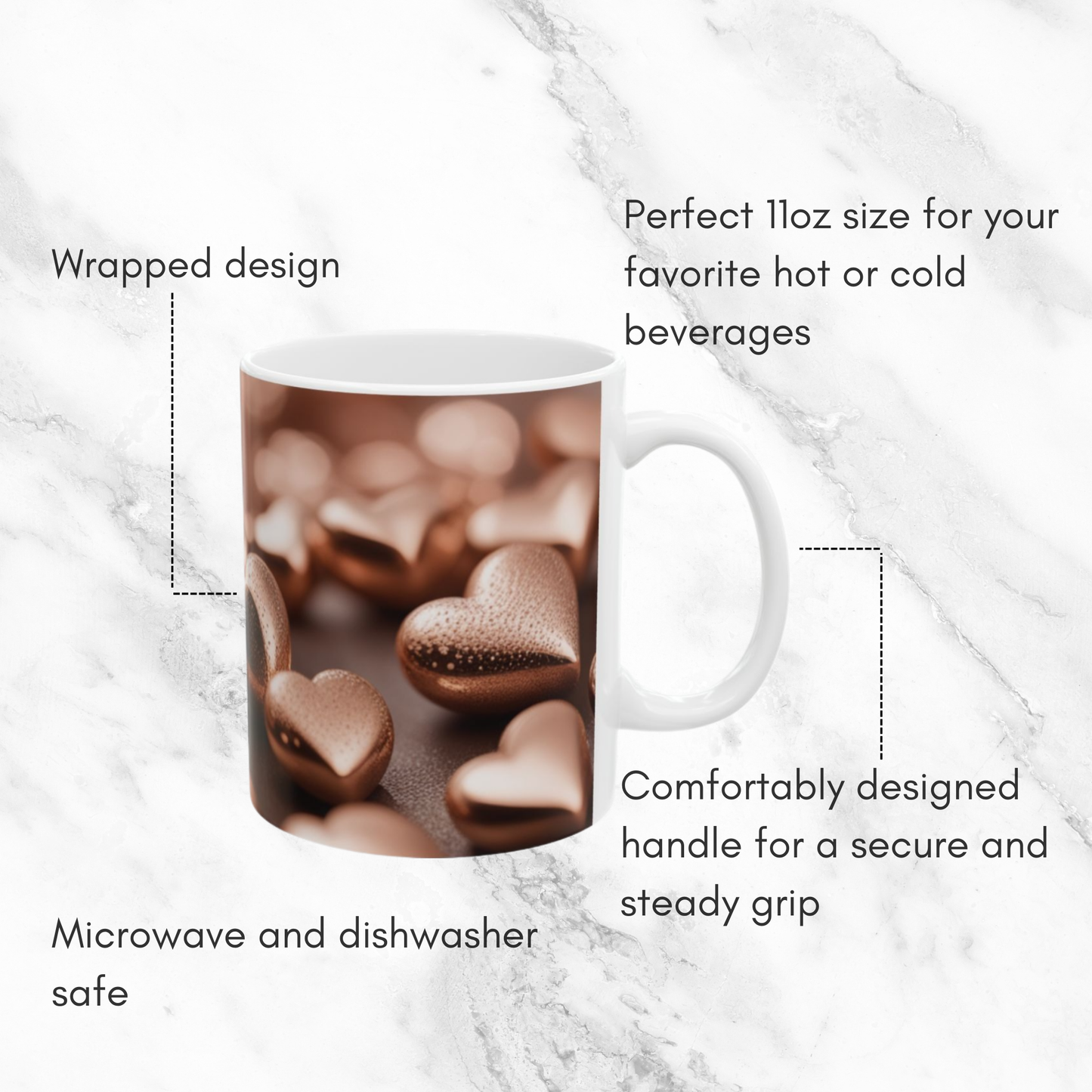 Bronzed Hearts 11oz Mug