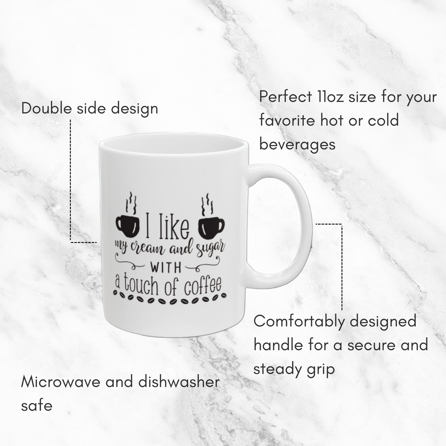 Cream, Sugar and Coffee 11oz Mug