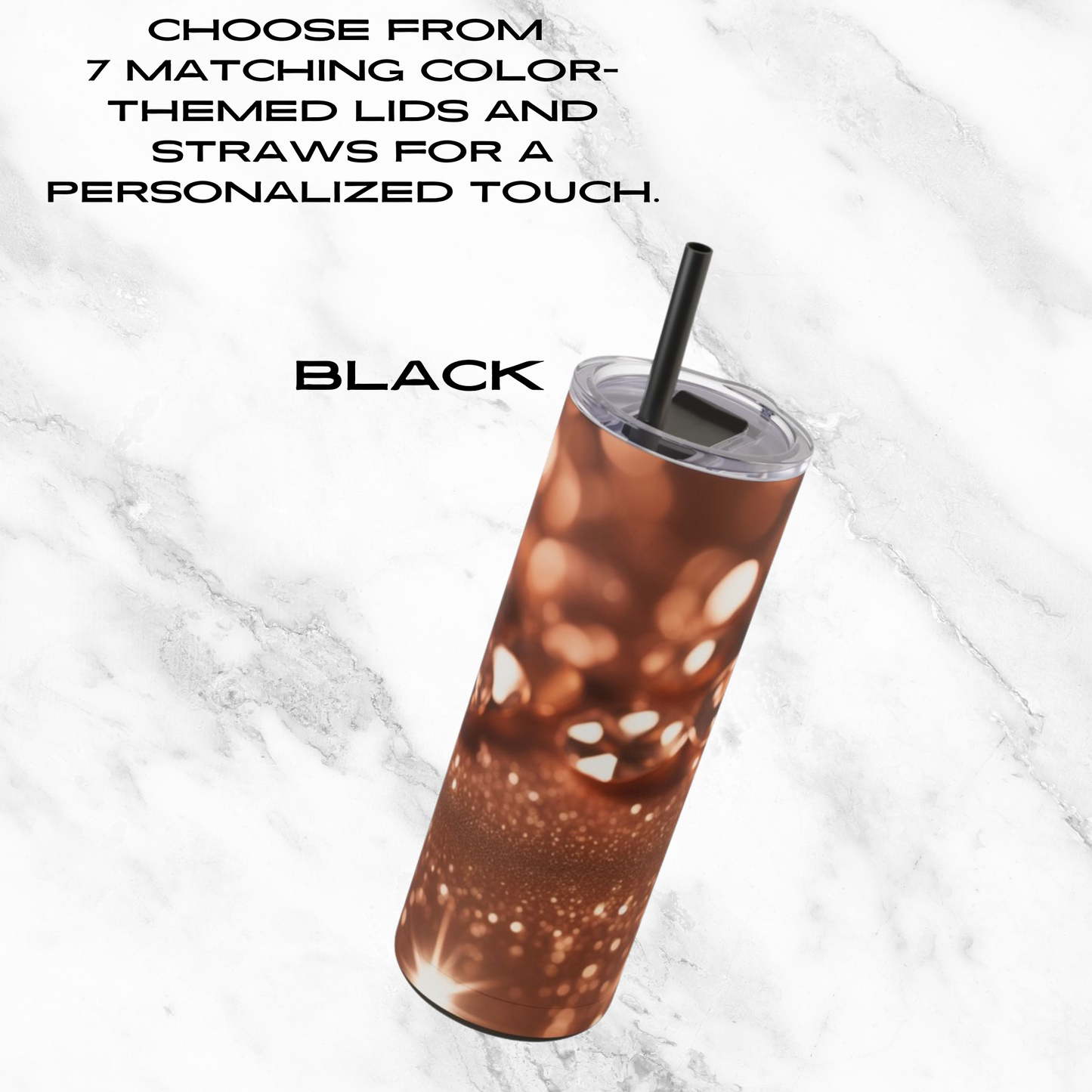 Golden Glimmer 20oz Skinny Tumbler - With Straw