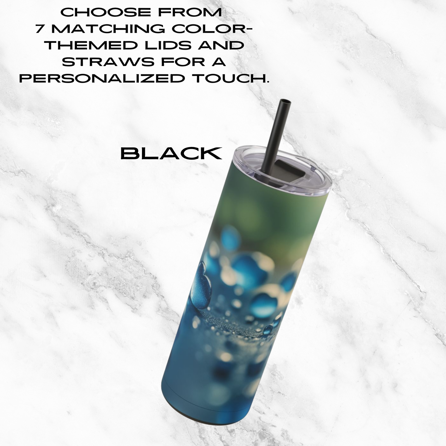 Blue Love Drops 20oz Skinny Tumbler - With Straw
