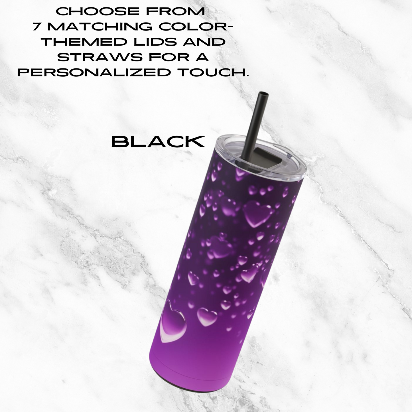 Purple Heart Shower 20oz Skinny Tumbler - With Straw