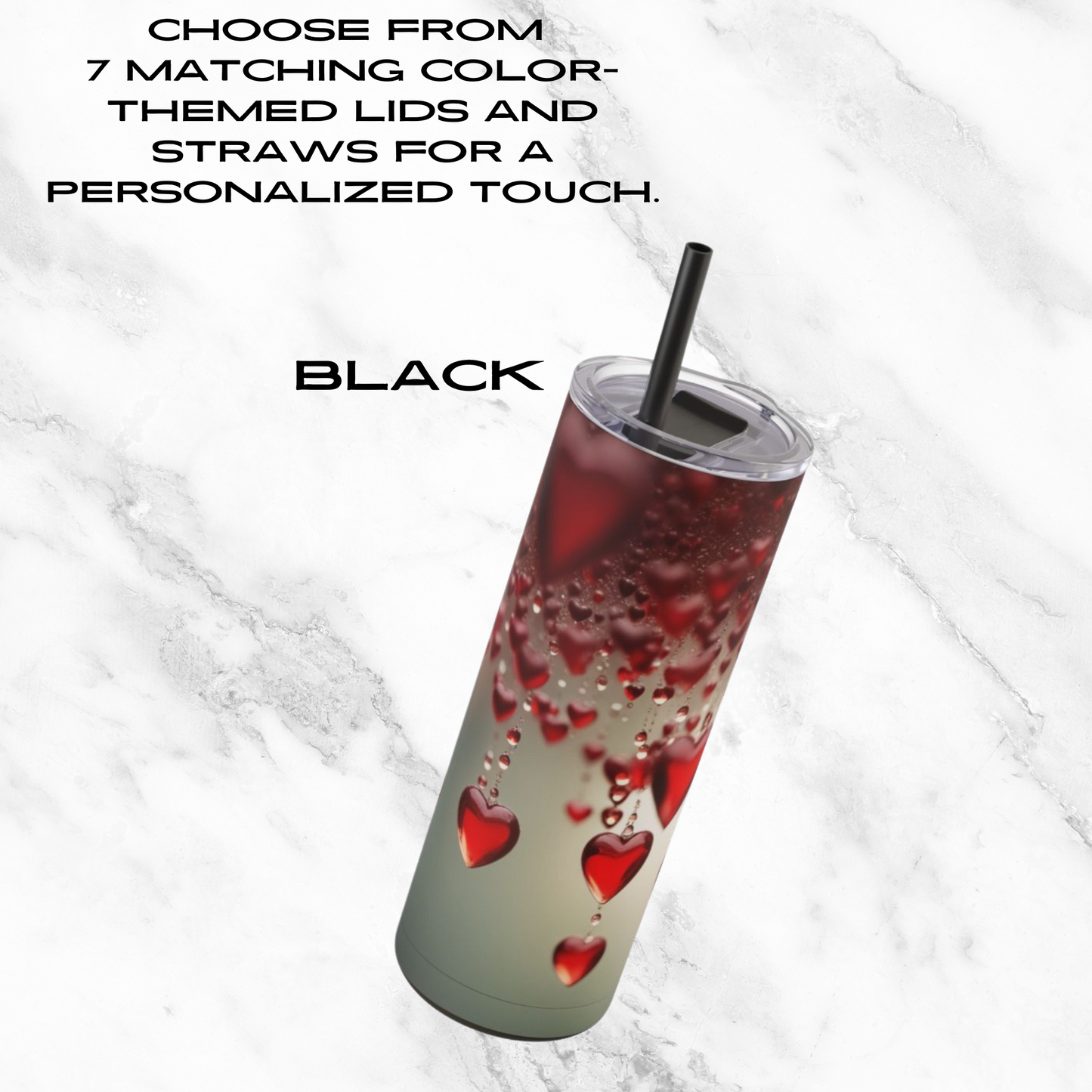 Red Heart Rain 20oz Skinny Tumbler - With Straw