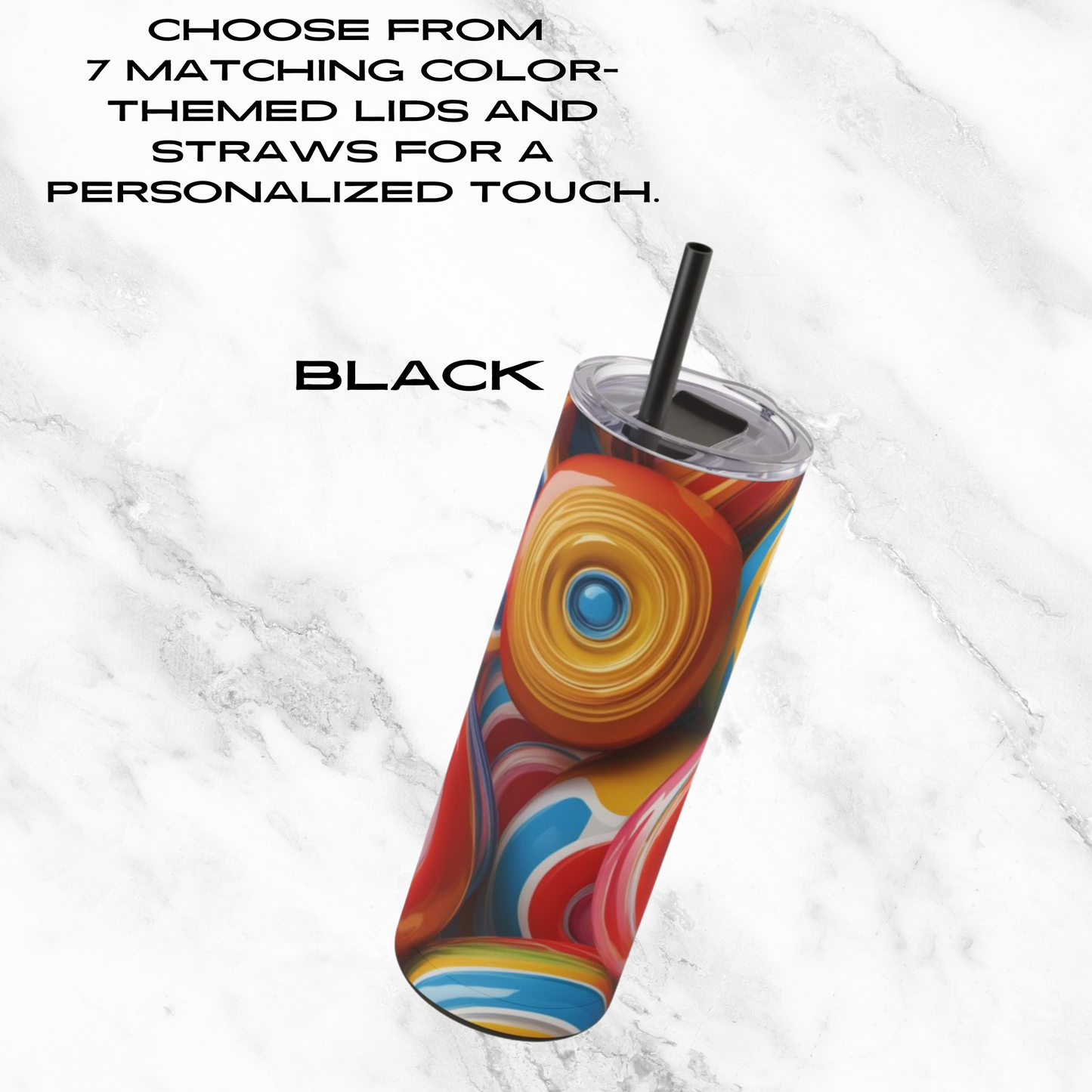 Lollipop Swirl 20oz Skinny Tumbler - With Straw