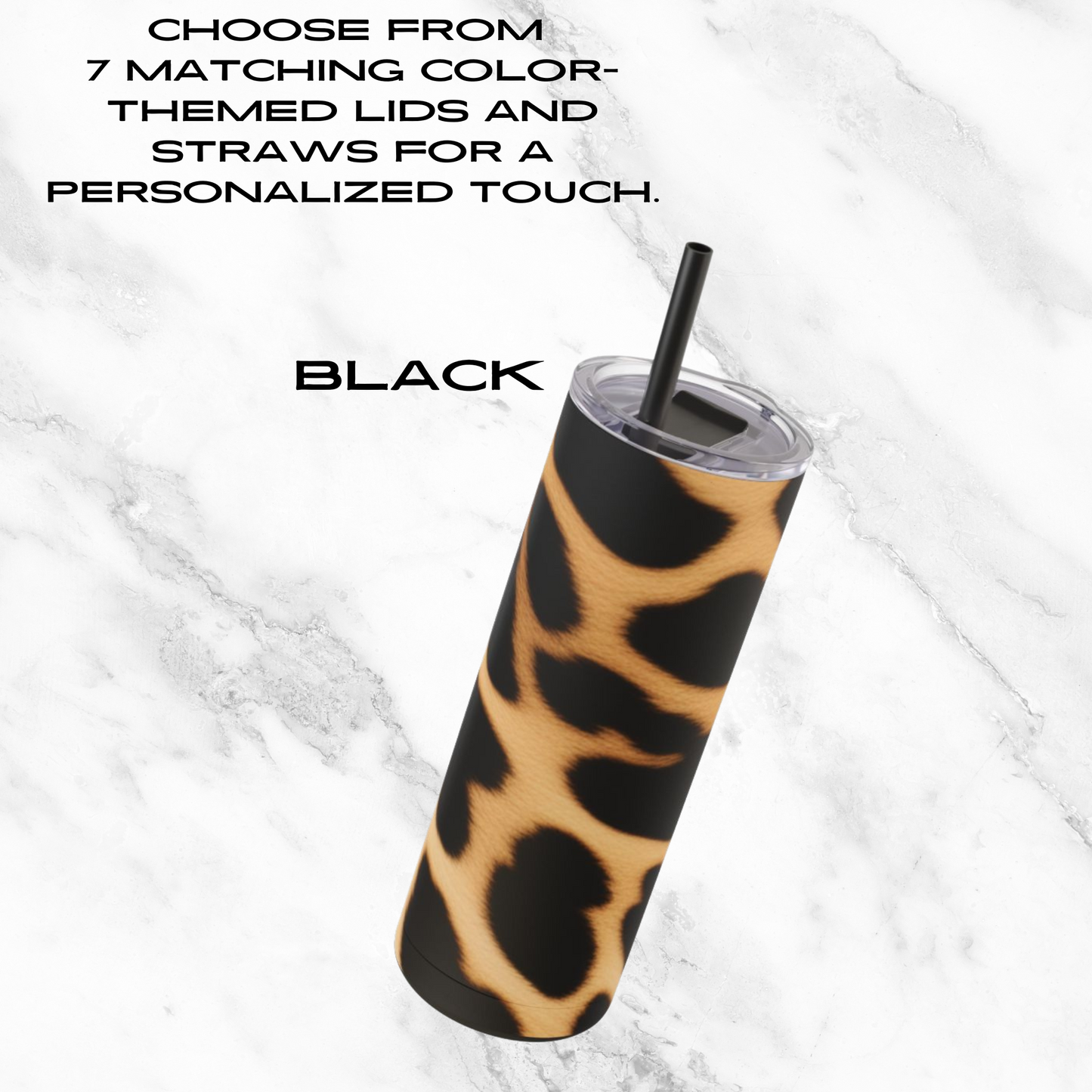 Cheetah Charm 20oz Skinny Tumbler - With Straw