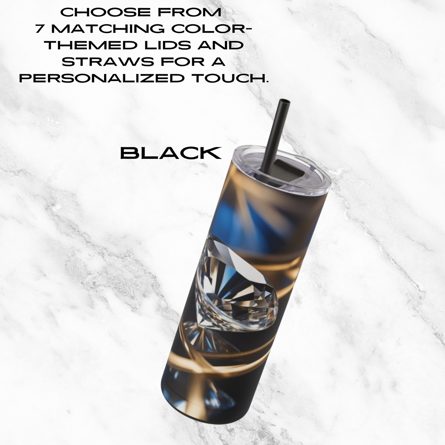 Crystal Elegance 20oz Skinny Tumbler - With Straw