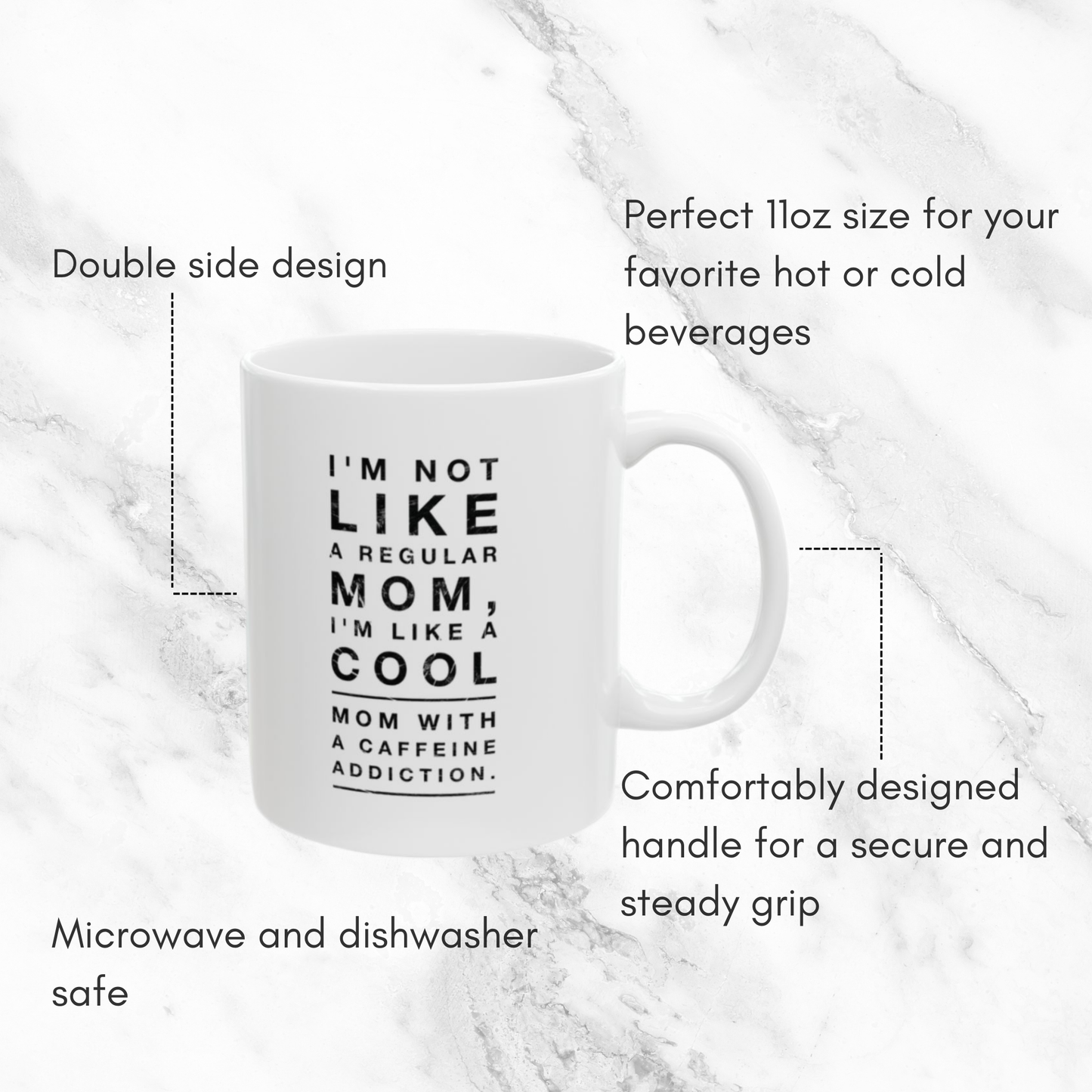 Cool Mom Caffeine Addiction 11oz Mug (Black Text)