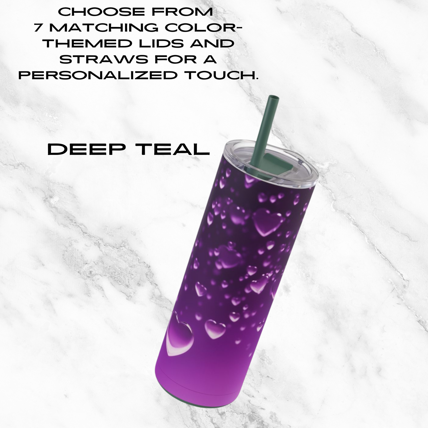 Purple Heart Shower 20oz Skinny Tumbler - With Straw