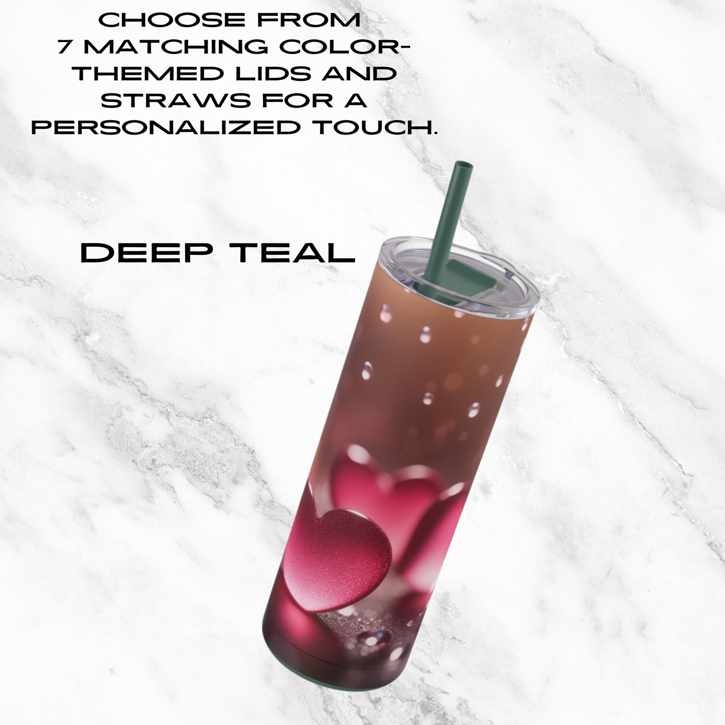 Romantic Heart Splash 20oz Skinny Tumbler - With Straw