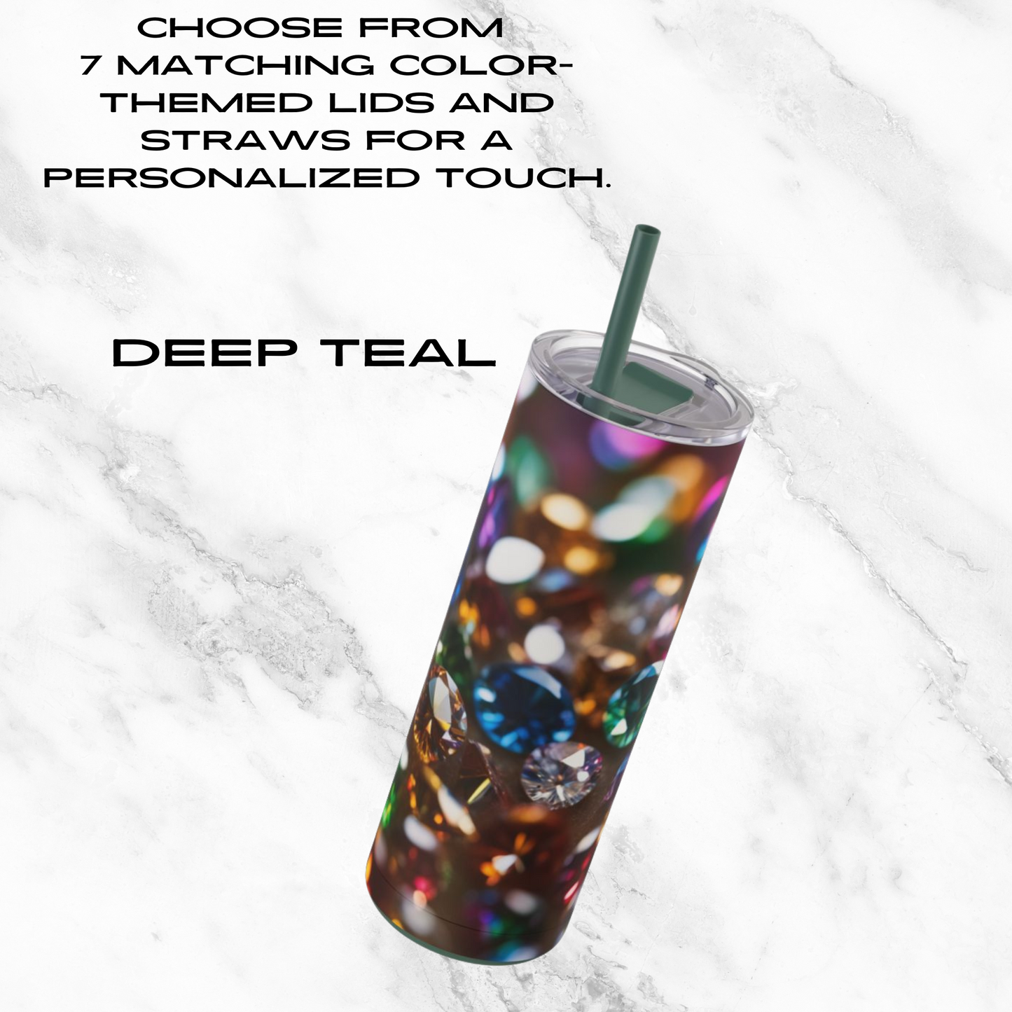 Rainbow Jewels 20oz Skinny Tumbler - With Straw