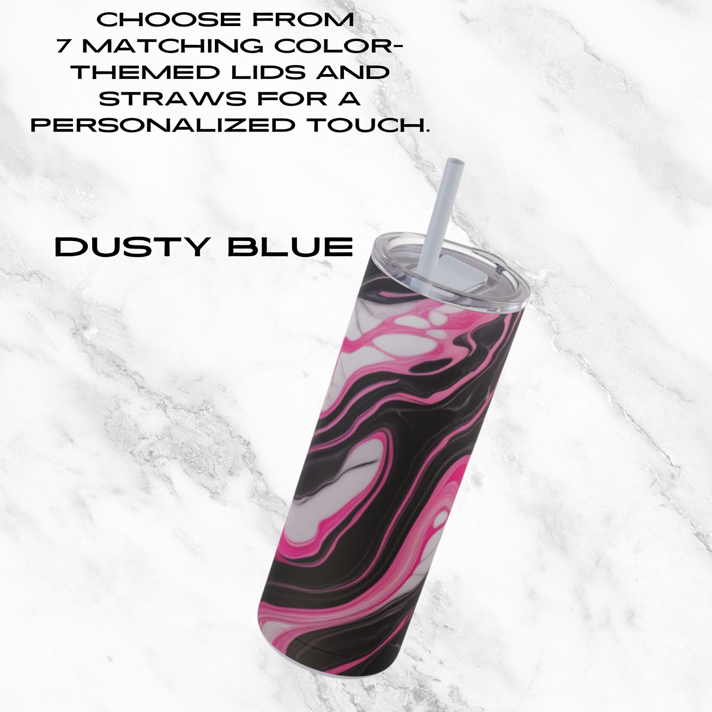 Pink Marble Rush 20oz Skinny Tumbler - With Straw
