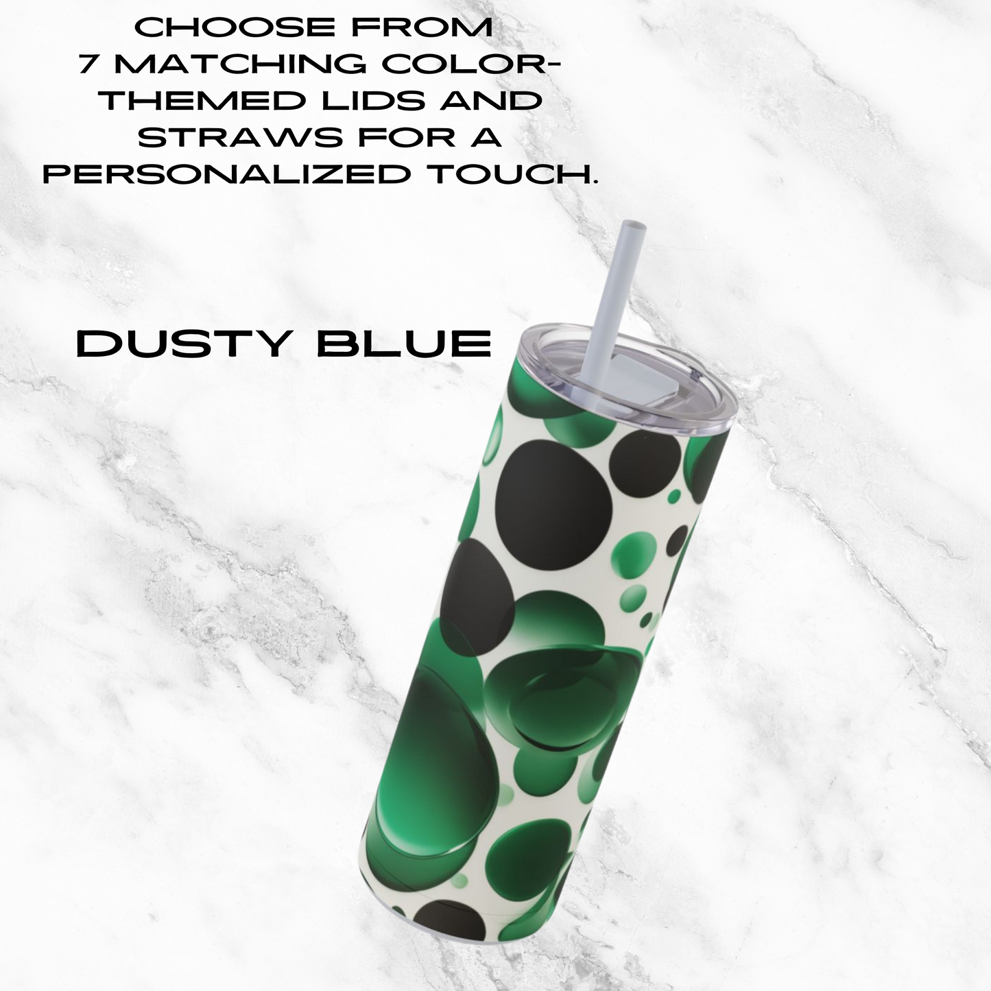 Emerald Bubbles 20oz Skinny Tumbler - With Straw