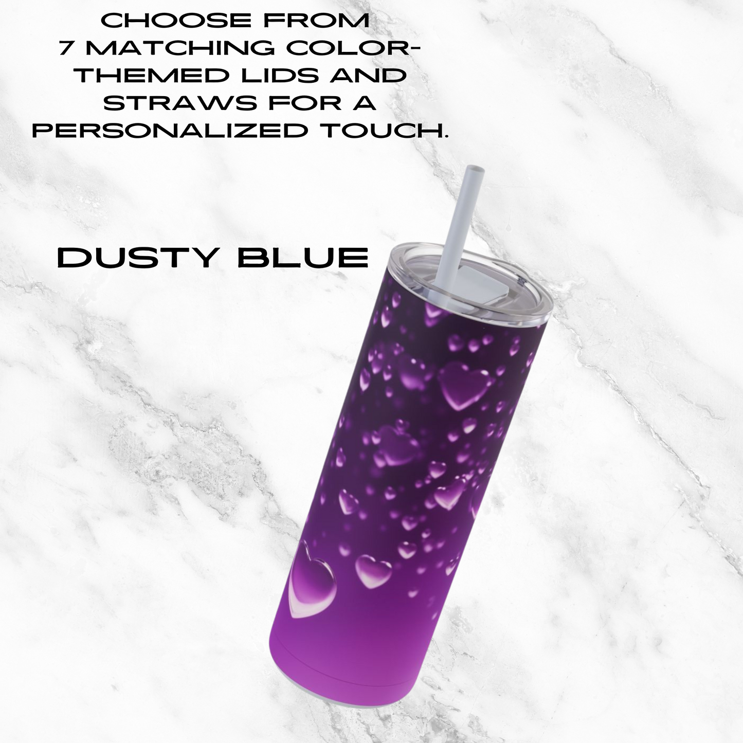 Purple Heart Shower 20oz Skinny Tumbler - With Straw