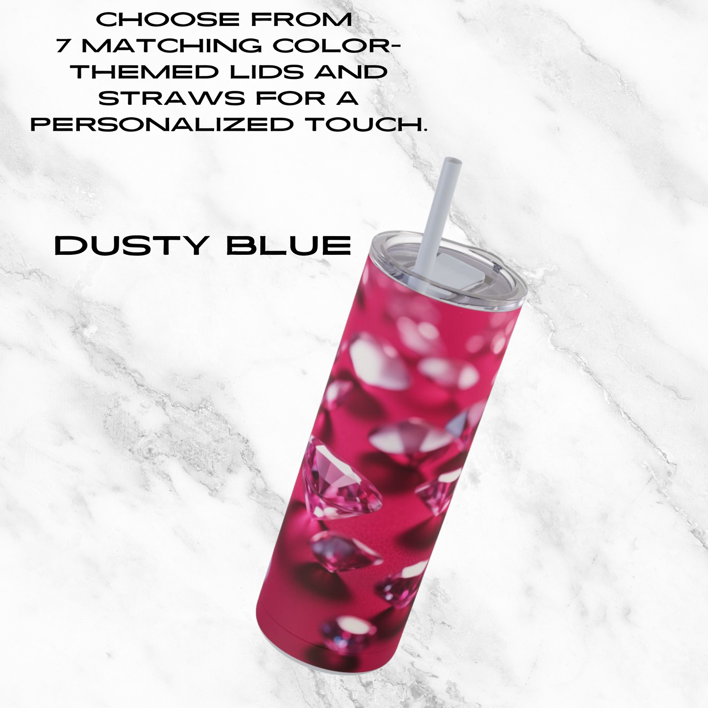 Pink Diamond Sparkle 20oz Skinny Tumbler - With Straw