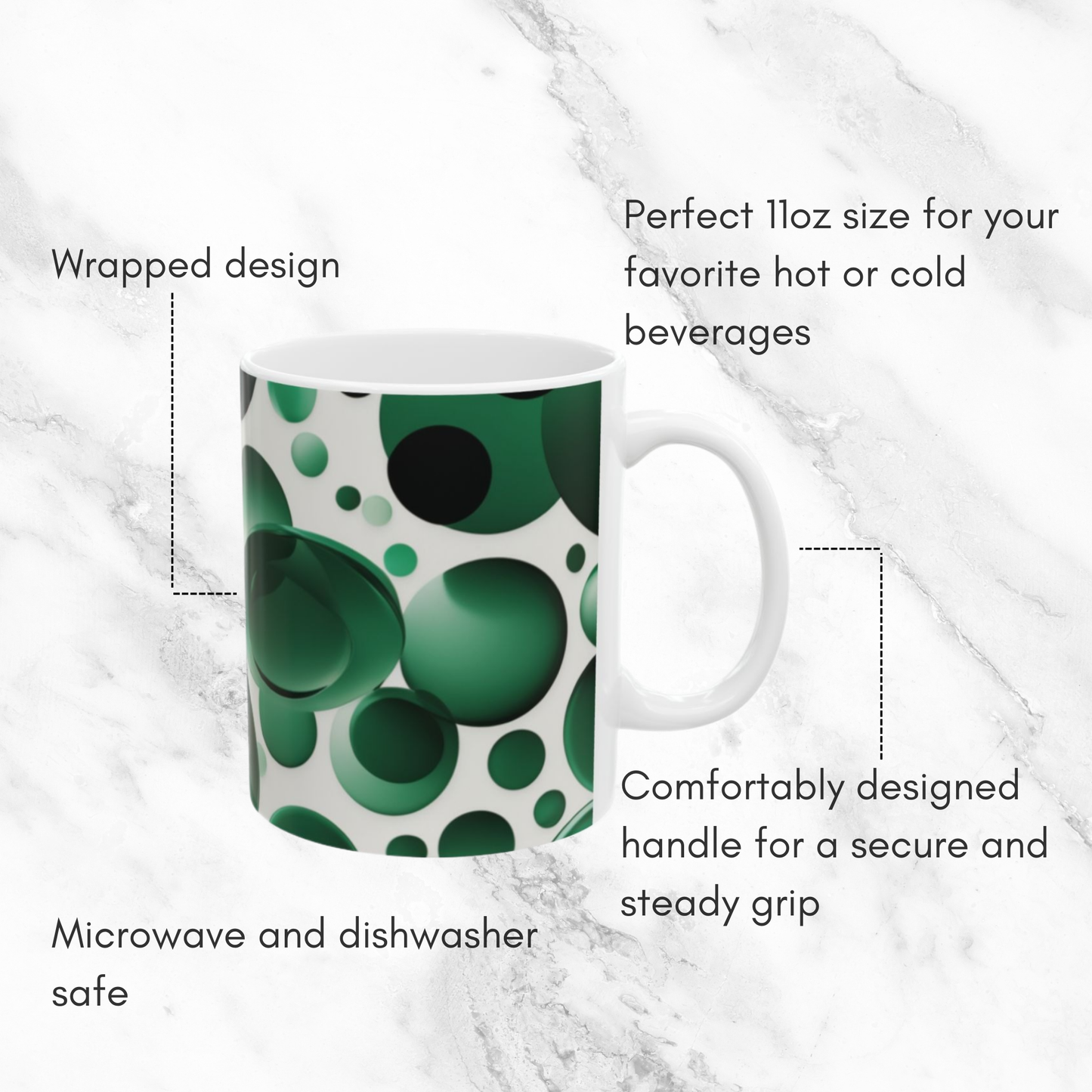 Emerald Bubbles 11oz Mug