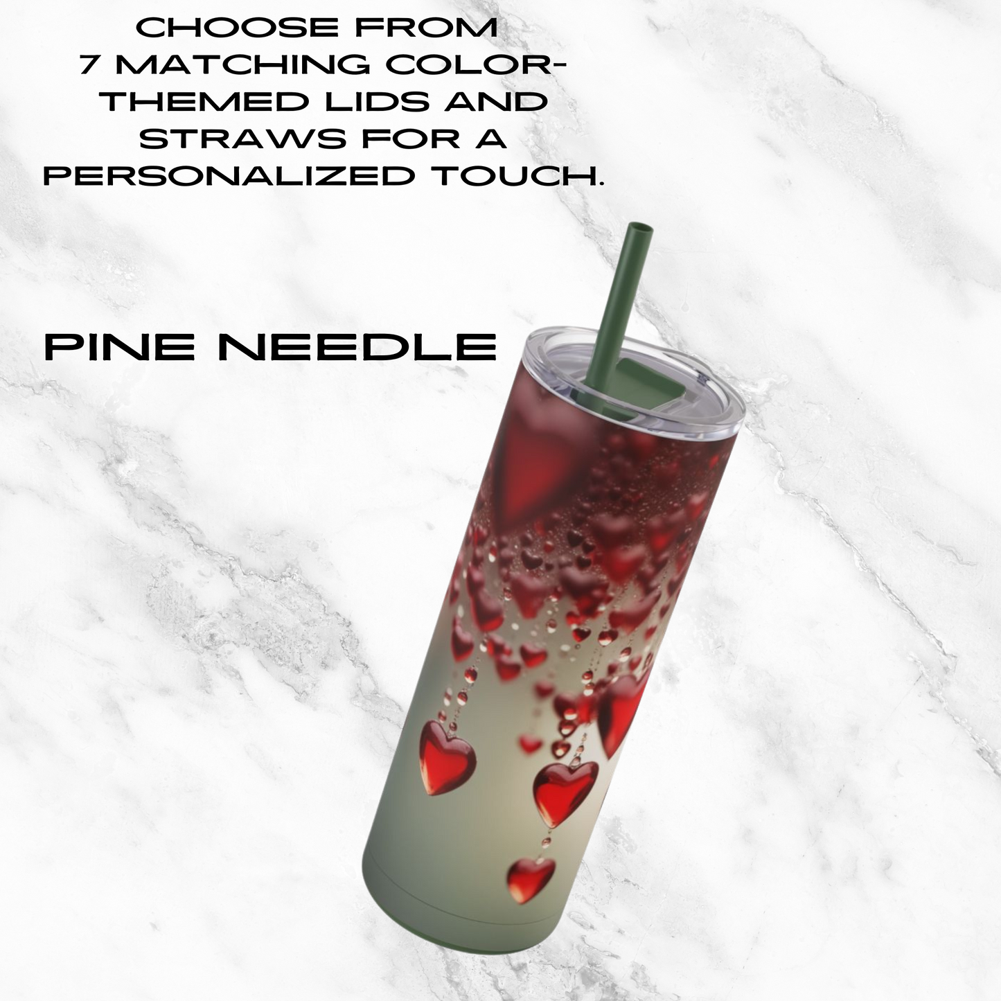 Red Heart Rain 20oz Skinny Tumbler - With Straw
