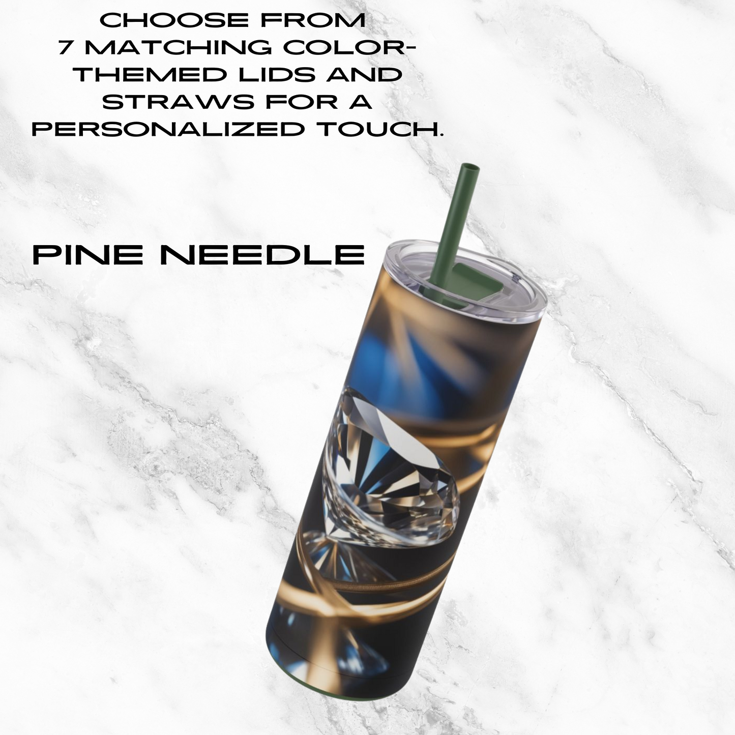 Crystal Elegance 20oz Skinny Tumbler - With Straw