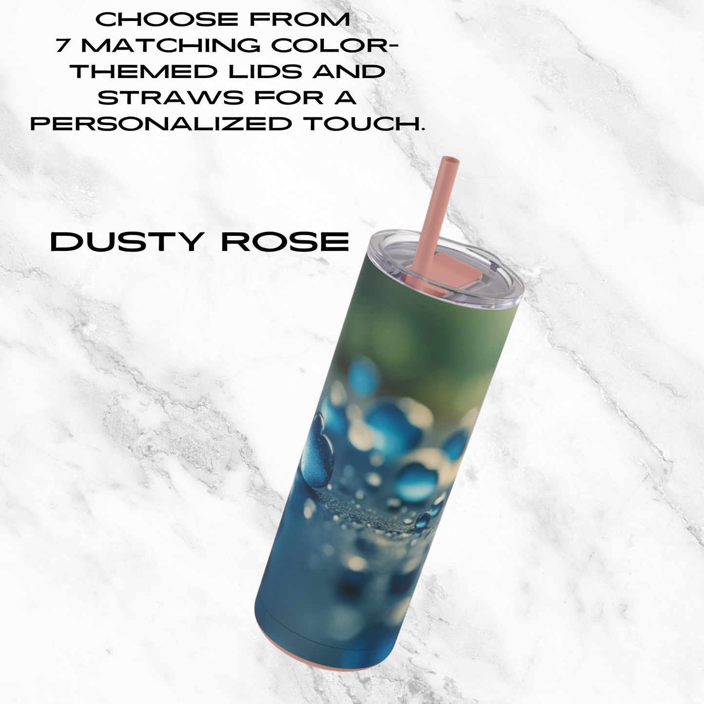 Blue Love Drops 20oz Skinny Tumbler - With Straw