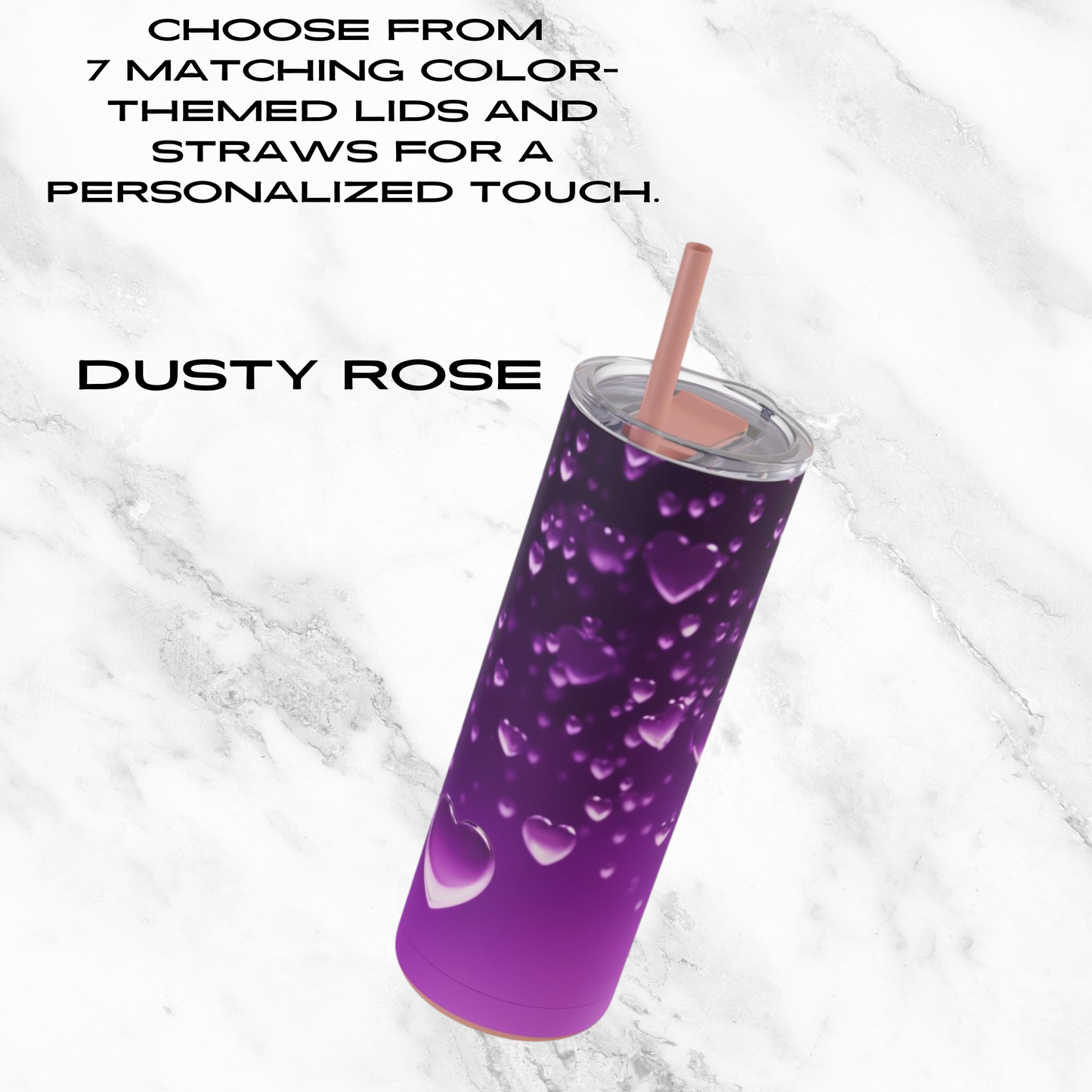 Purple Heart Shower 20oz Skinny Tumbler - With Straw