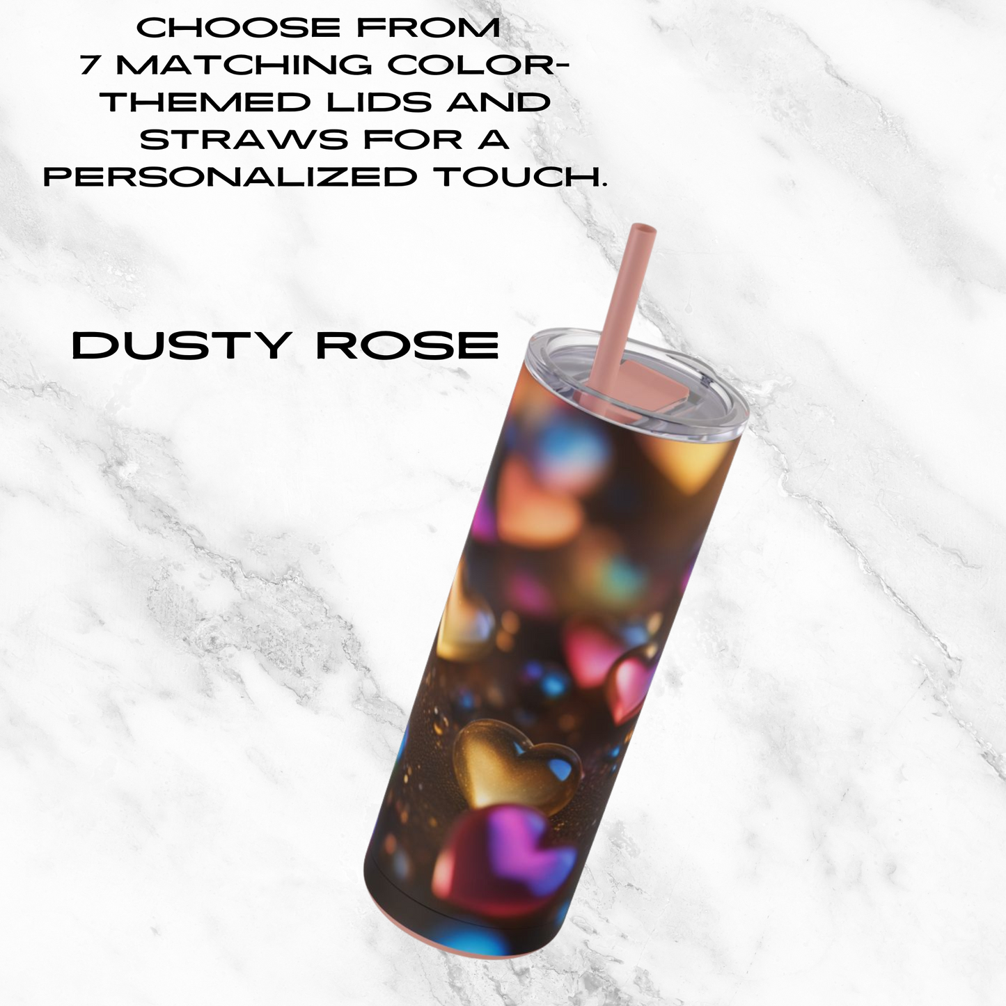 Rainbow Heartbeat 20oz Skinny Tumbler - With Straw