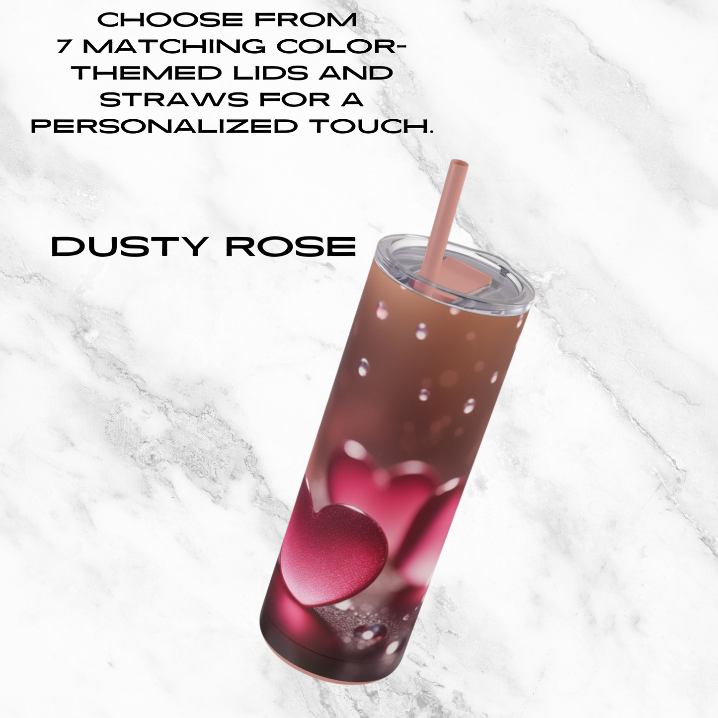 Romantic Heart Splash 20oz Skinny Tumbler - With Straw