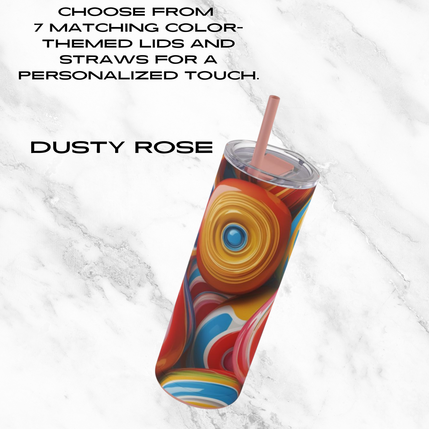 Lollipop Swirl 20oz Skinny Tumbler - With Straw