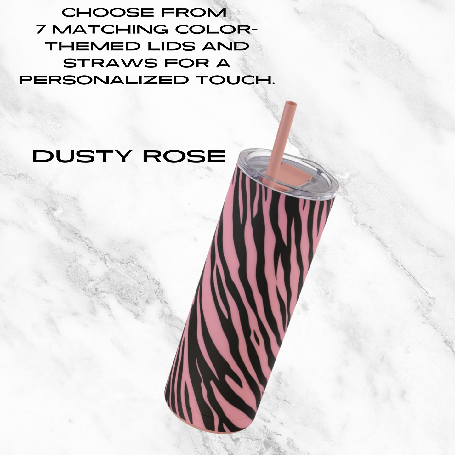 Pink Zebra Rush 20oz Skinny Tumbler - With Straw