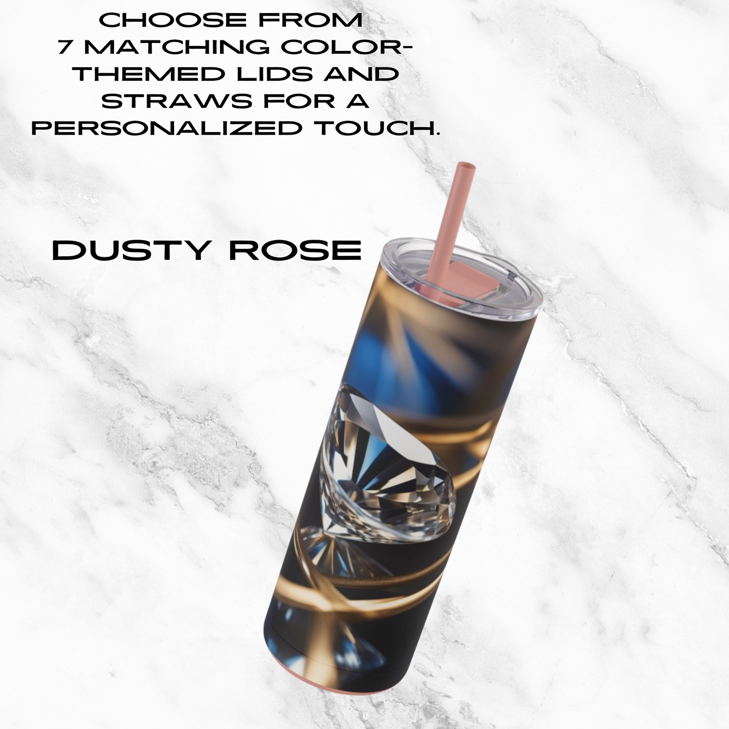Crystal Elegance 20oz Skinny Tumbler - With Straw