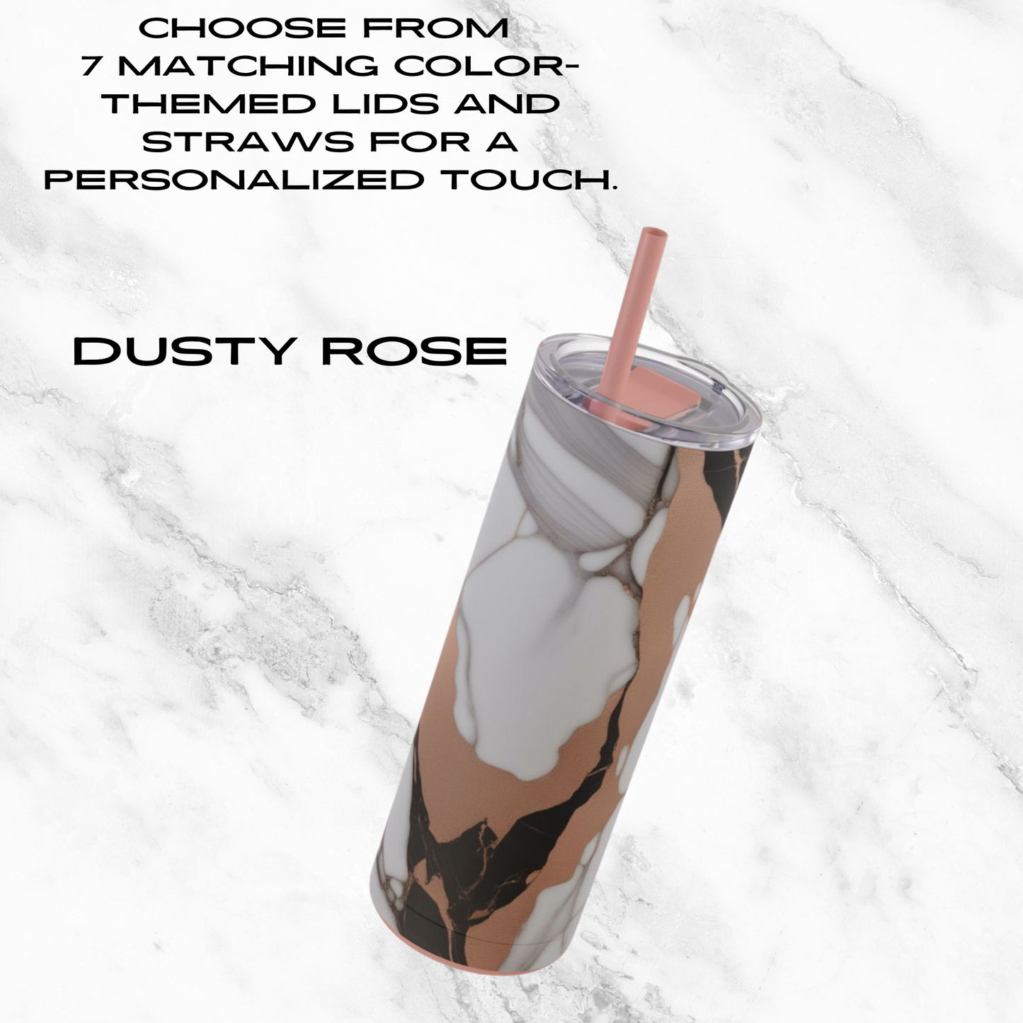 Rose Gold Luxe 20oz Skinny Tumbler - With Straw