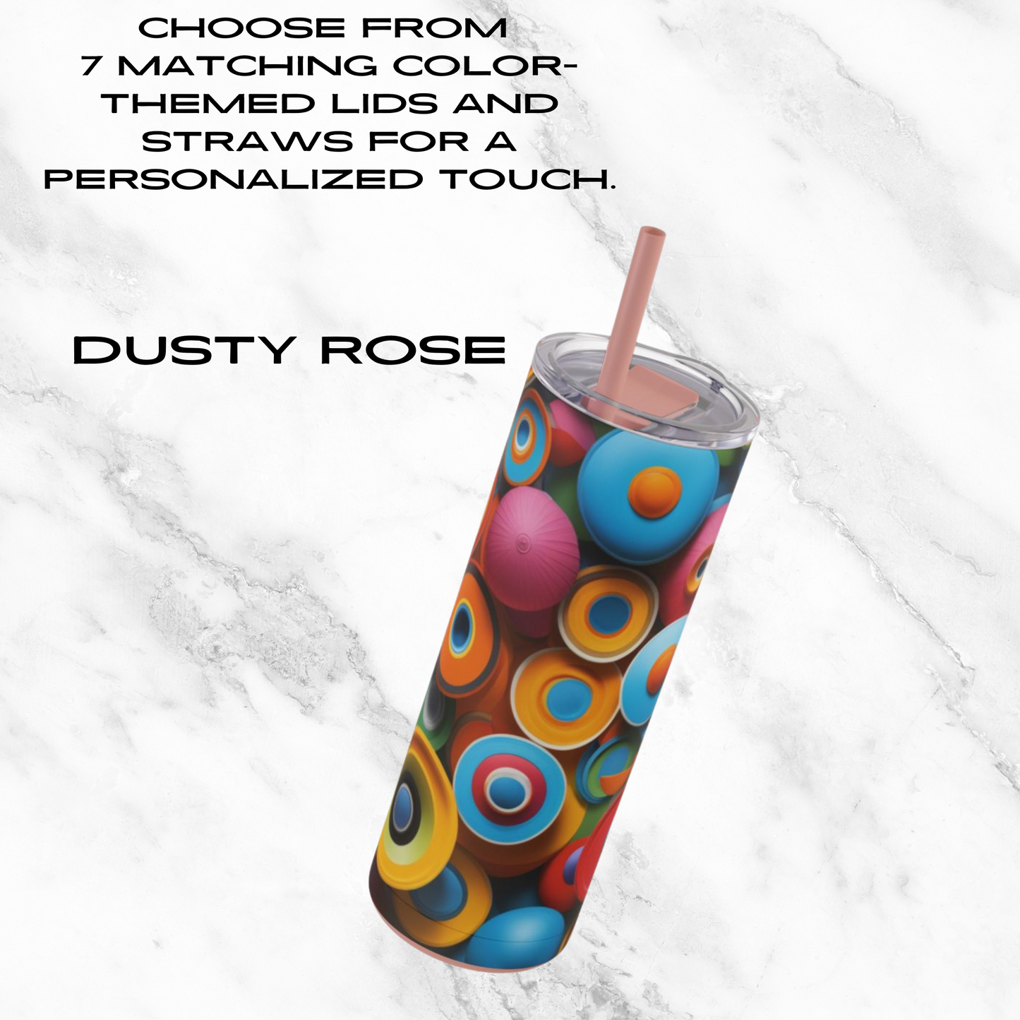 Retro Rings 20oz Skinny Tumbler - With Straw