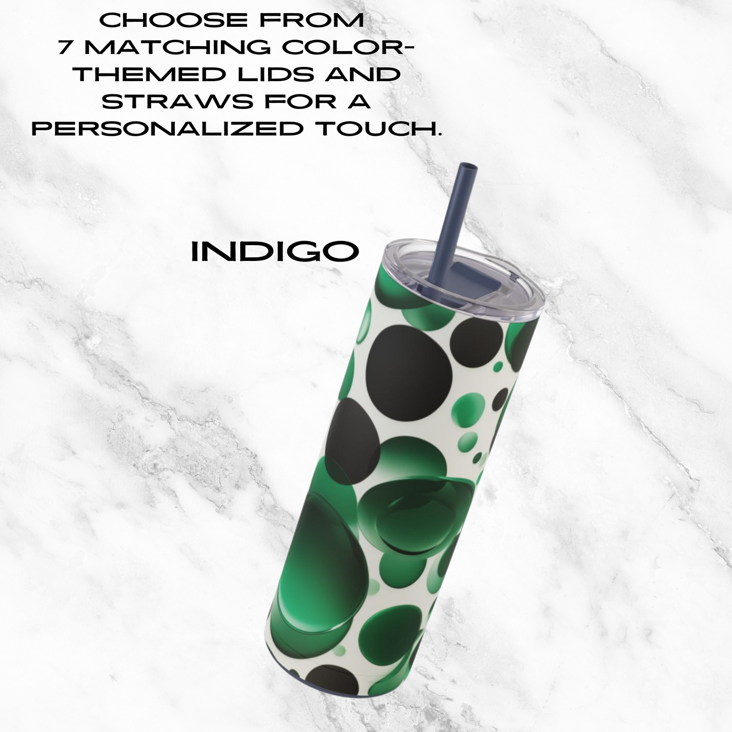Emerald Bubbles 20oz Skinny Tumbler - With Straw