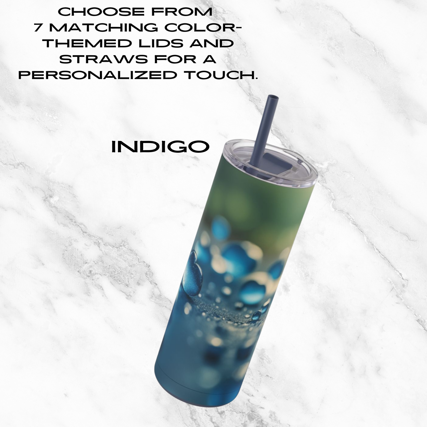 Blue Love Drops 20oz Skinny Tumbler - With Straw