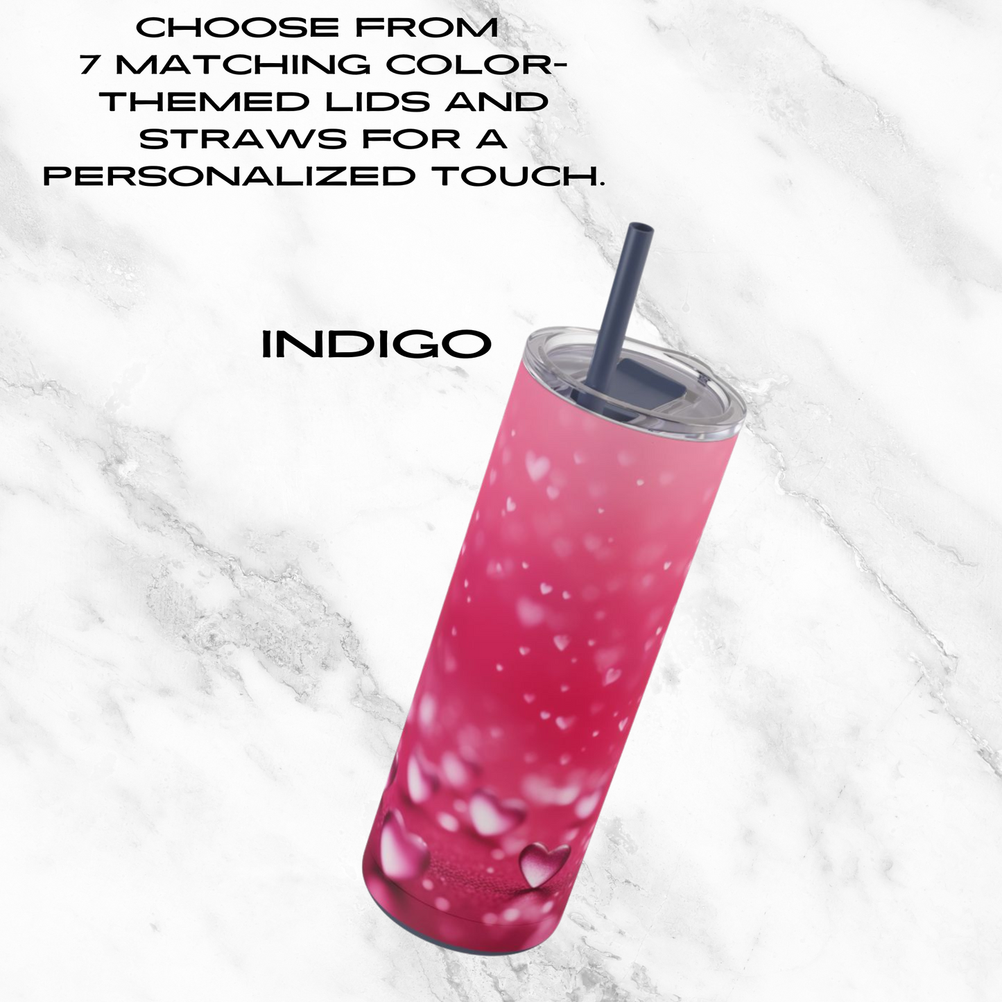 Pink Heart Dream 20oz Skinny Tumbler - With Straw