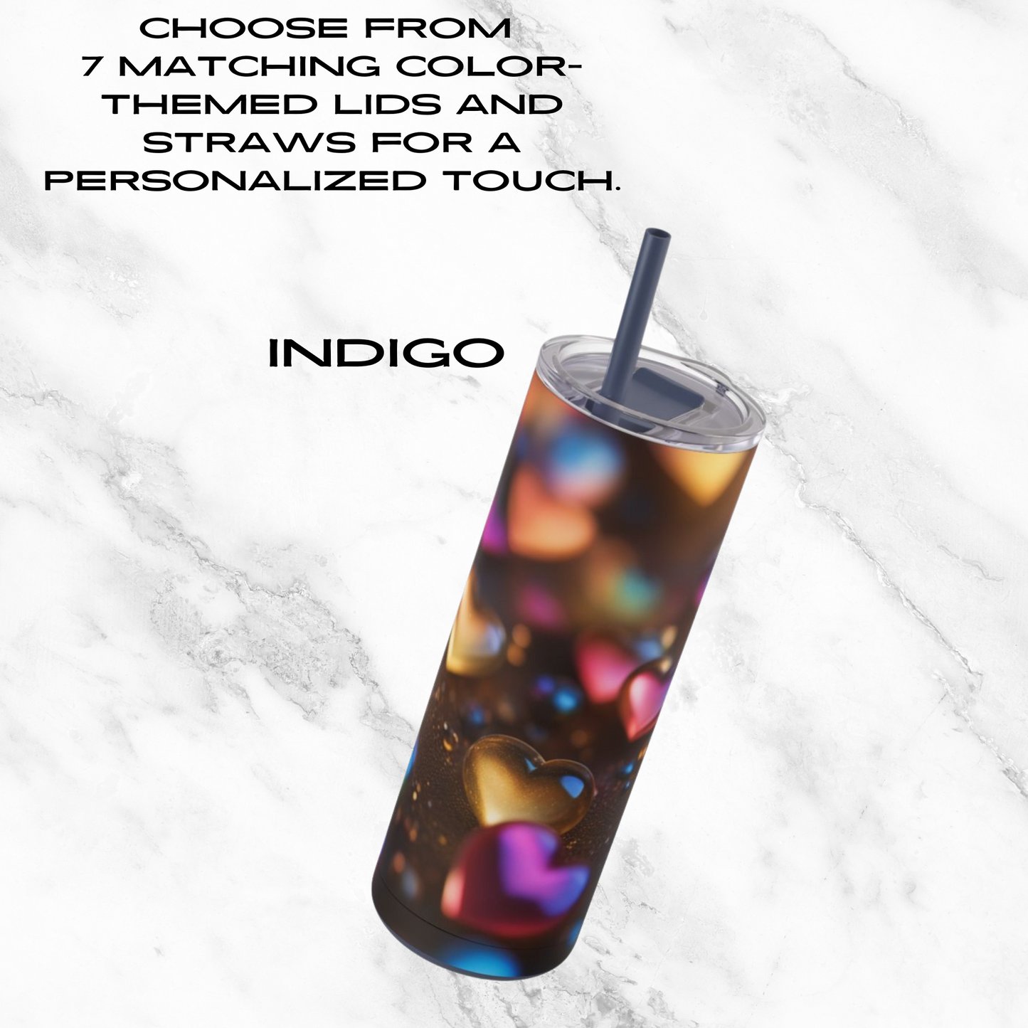 Rainbow Heartbeat 20oz Skinny Tumbler - With Straw