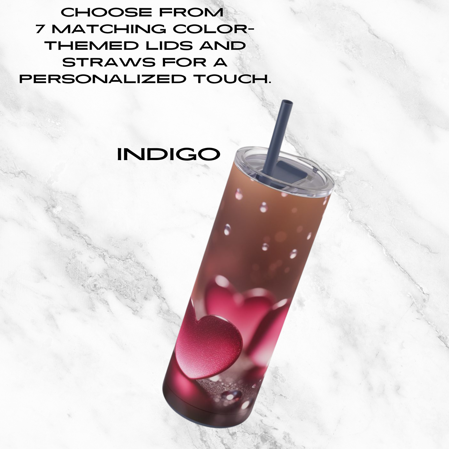 Romantic Heart Splash 20oz Skinny Tumbler - With Straw