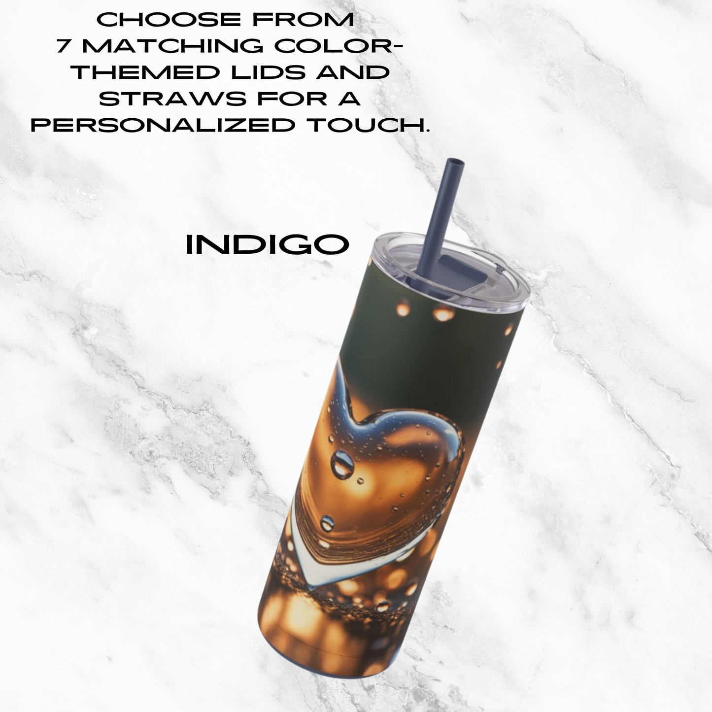 Sunset Heart Splash 20oz Skinny Tumbler - With Straw
